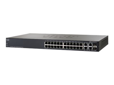 Switch SF300-24PP 24-Port Managed 24x10/100 PoE+ 2x10/100/1000 - + 2 x Kombi-Gigabit-SFP + 2 x 10/100/1000 - Desktop - an Rack montierbar - PoE+ (180 W)
