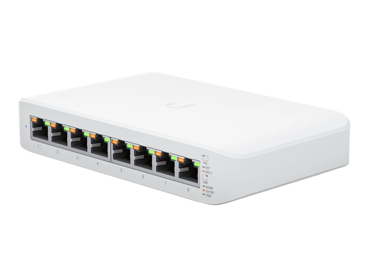 UbiQuiti UniFi Switch Lite USW-Lite-8-POE Switch managed 8 x 10/100/1000 (4 PoE+) - Desktop - wandmontierbar - PoE+ (52 W)