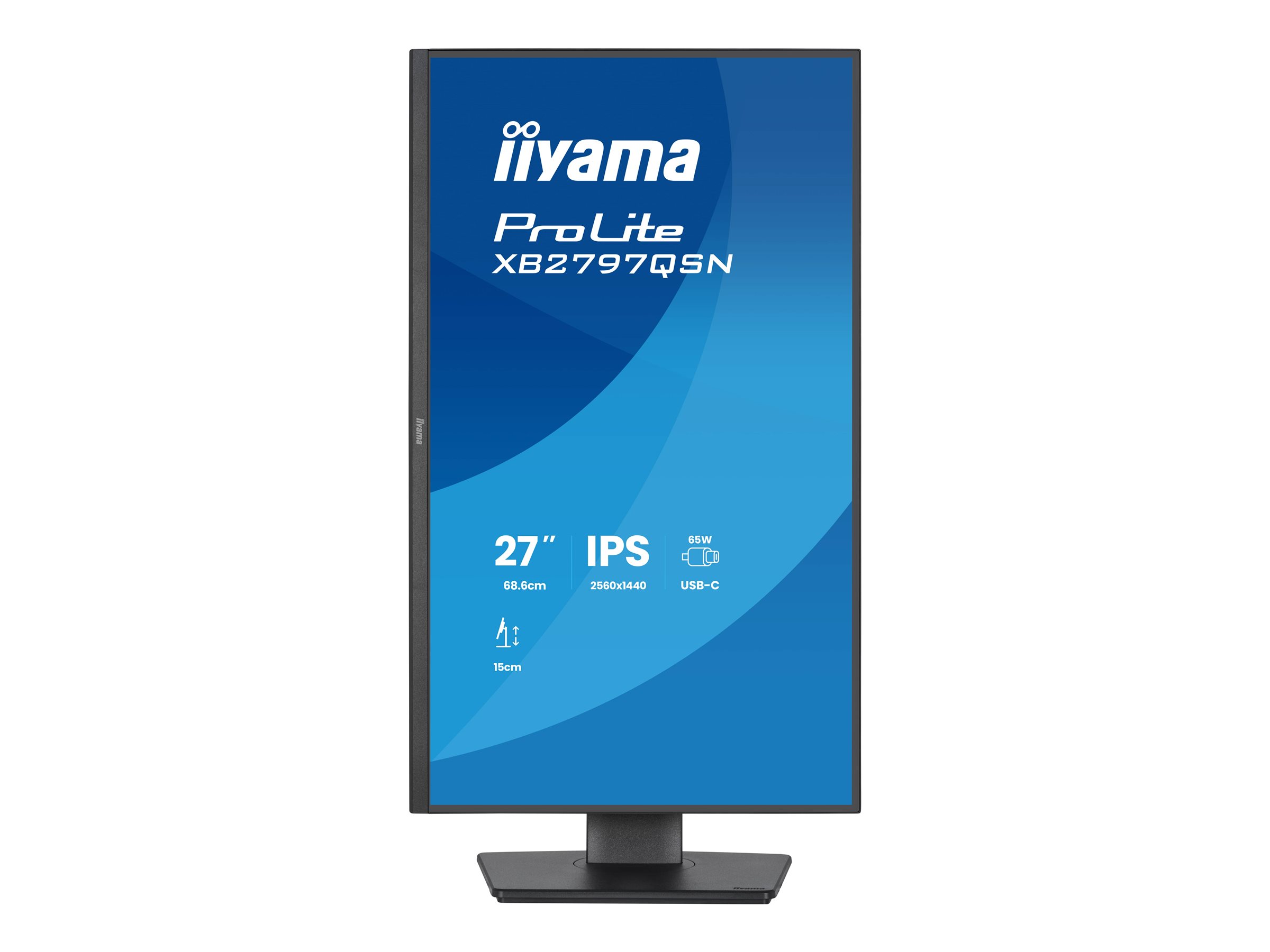 Iiyama ProLite XB2797QSN-B1 - LED-Monitor - 2560 x 1440 QHD @ 75 Hz - IPS - 350 cd/m² - 1000:1 - 1 ms - HDMI - DisplayPort - USB-C - Lautsprecher - Schwarz - Matte