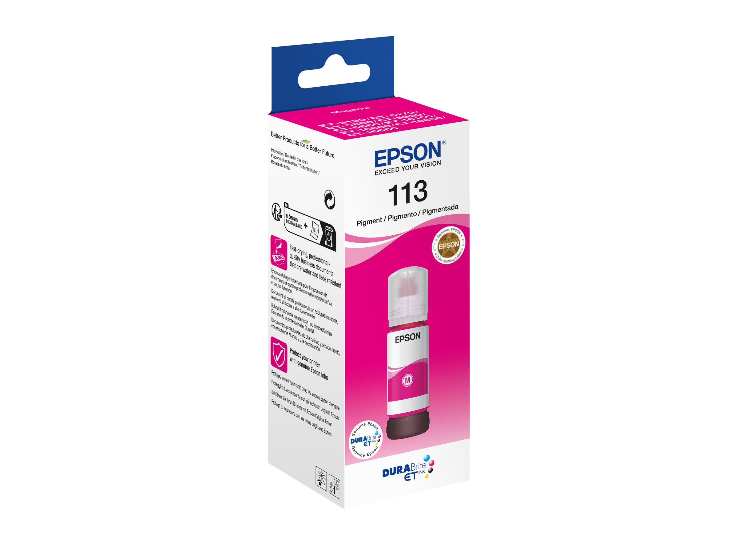 Epson EcoTank 113 70ml magentaNachfülltinte - Nachfülltinte - für EcoTank ET-16150 - 16650 - 5150 - 5170 - 5800 - 5850 - 5880; EcoTank Pro ET-16680 - 5150 - 5170