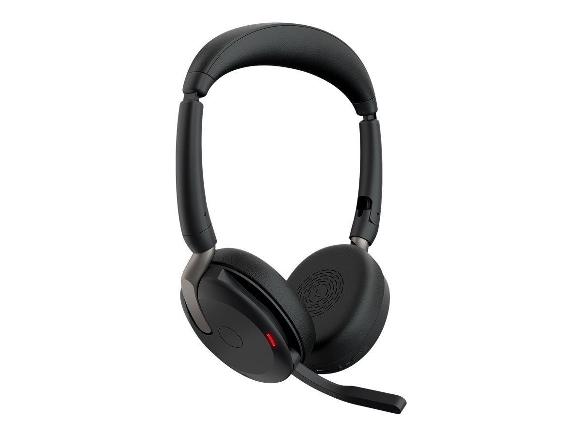 Jabra Evolve2 65 Flex UC Stereo - Headset - On-Ear - Bluetooth - kabellos - aktive Rauschunterdrückung - USB-A - Schwarz - mit kabelloses Ladepad - optimiert für UC Jabra Evolve2 65 Flex UC Stereo - Headset - On-Ear - Bluetooth - kabellos - aktive Rauschunterdrückung - USB-A - Schwarz - mit kabelloses Ladepad - optimiert für UC