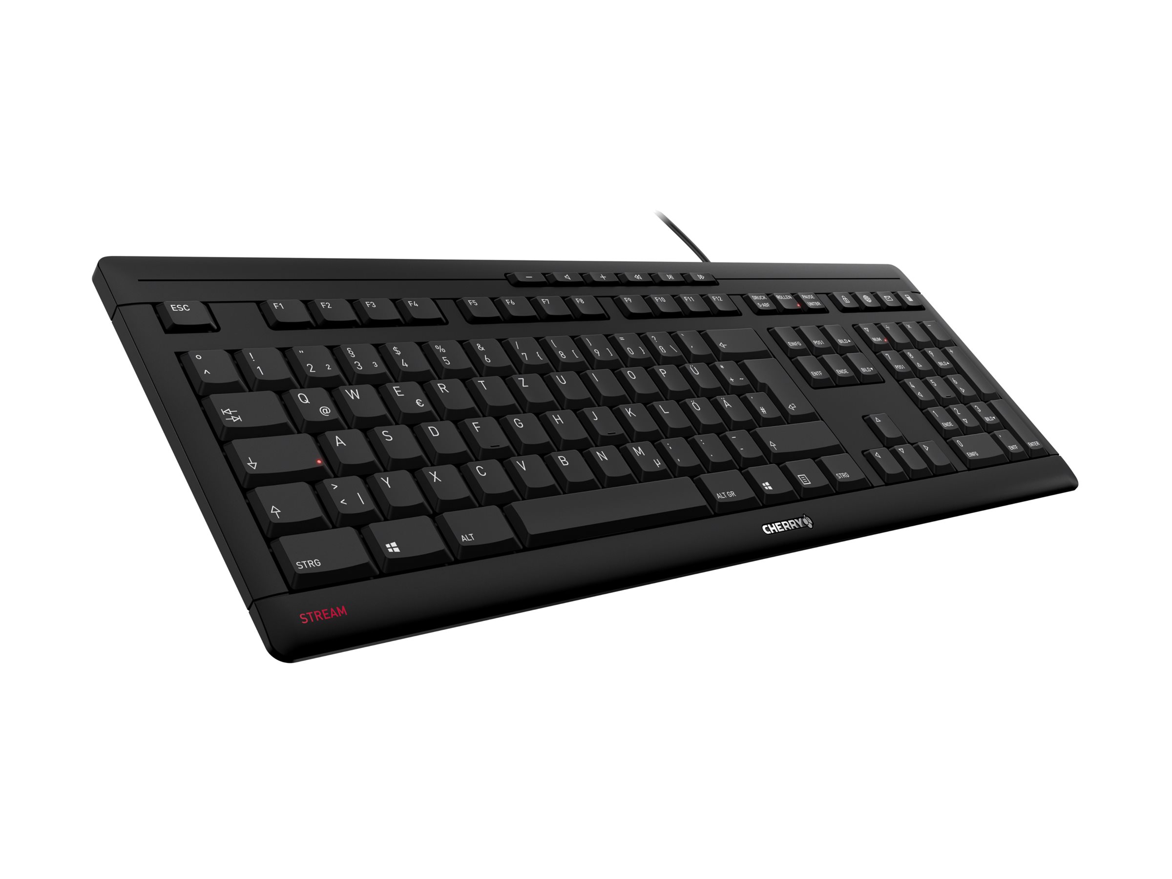 STREAM - Tastatur - USB - Deutsch - Tastenschalter: CHERRY SX - Schwarz