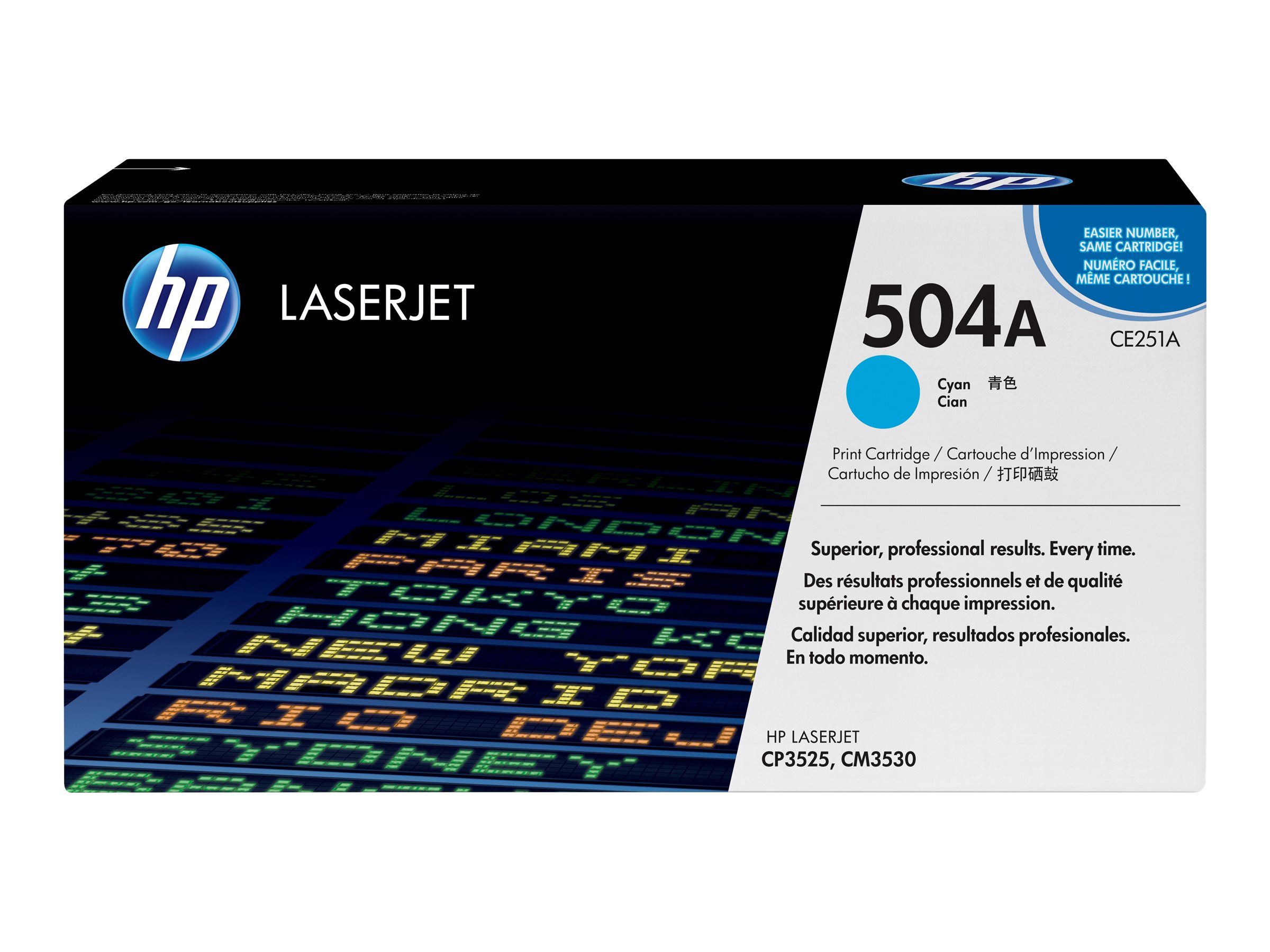 HP 504A - Cyan - Original - LaserJet - Tonerpatrone (CE251A) - für Color LaserJet CM3530 MFP - CM3530fs MFP - CP3525 - CP3525dn - CP3525n - CP3525x HP 504A - Cyan - Original - LaserJet - Tonerpatrone (CE251A) - für Color LaserJet CM3530 MFP - CM3530fs MFP - CP3525 - CP3525dn - CP3525n - CP3525x