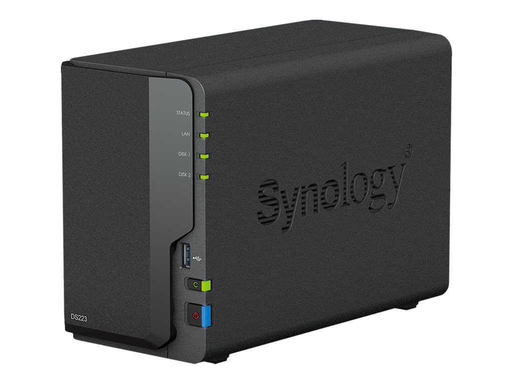 Synology Disk Station DS223 - NAS-Server - 2 Schächte - SATA 6Gb/s - RAID RAID 0 - 1 - JBOD - RAM 2 GB - Gigabit Ethernet - iSCSI Support