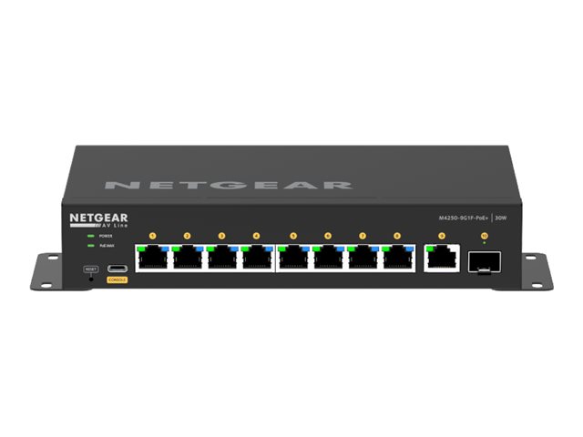 Netgear AV Line M4250-9G1F-PoE+ - Switch - L3 - - + 1 x 10/100/1000 + 1 x Gigabit SFP - Seite-zu-Seite-Luftstrom - Desktop - PoE+ (110 W) Netgear AV Line M4250-9G1F-PoE+ - Switch - L3 - - + 1 x 10/100/1000 + 1 x Gigabit SFP - Seite-zu-Seite-Luftstrom - Desktop - PoE+ (110 W)