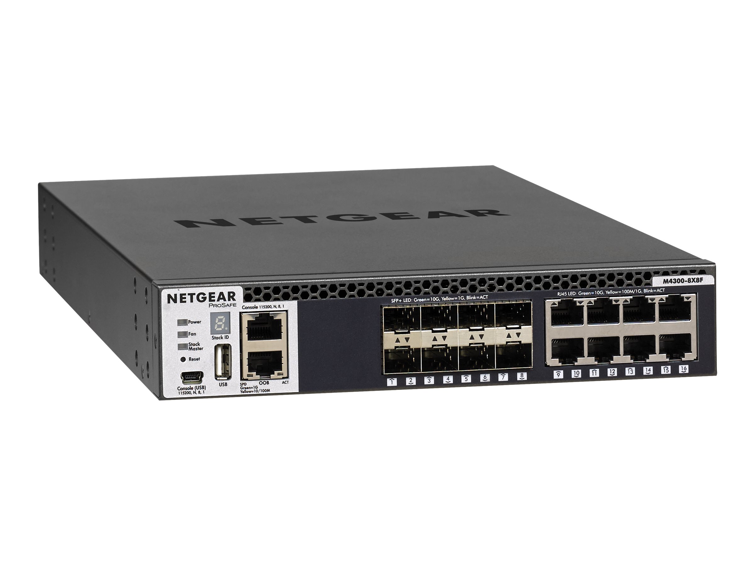 Netgear M4300-8X8F - Switch - L3 - managed - 8 x 10/100/1000/10000 + 8 x 10 Gigabit SFP+ - Luftstrom von vorne nach hinten - an Rack montierbar Netgear M4300-8X8F - Switch - L3 - managed - 8 x 10/100/1000/10000 + 8 x 10 Gigabit SFP+ - Luftstrom von vorne nach hinten - an Rack montierbar