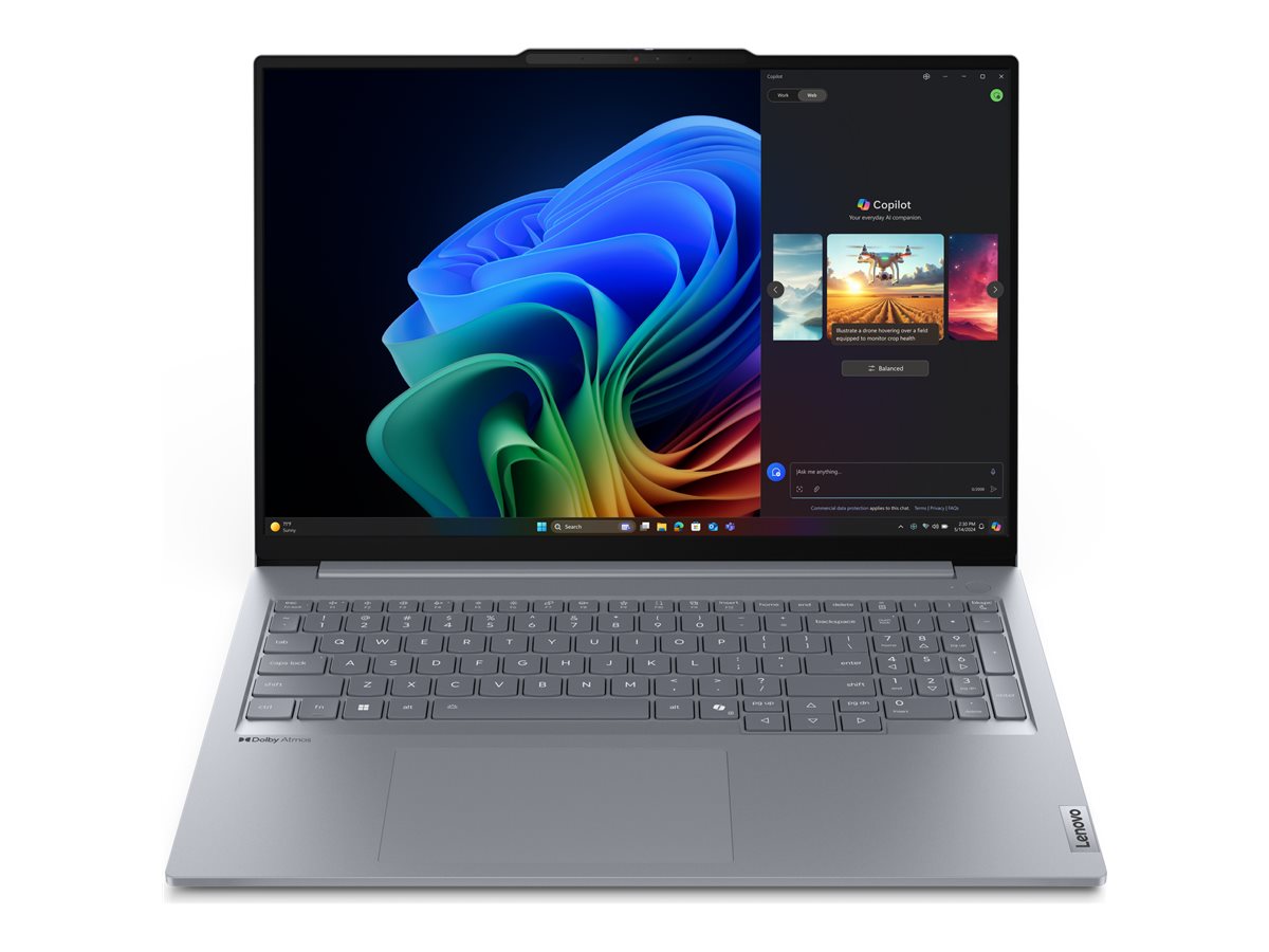 Lenovo ThinkBook 16 G7 QOY 21NH - Snapdragon X - Qualcomm Adreno - 32 GB RAM - 1 TB SSD NVMe - 40.6 cm (16") IPS 1920 x 1200 - Bluetooth - Wi-Fi 7 - Dual Tone Luna Gray - kbd: Deutsch - mit 1 Jahr Lenovo Premier Support