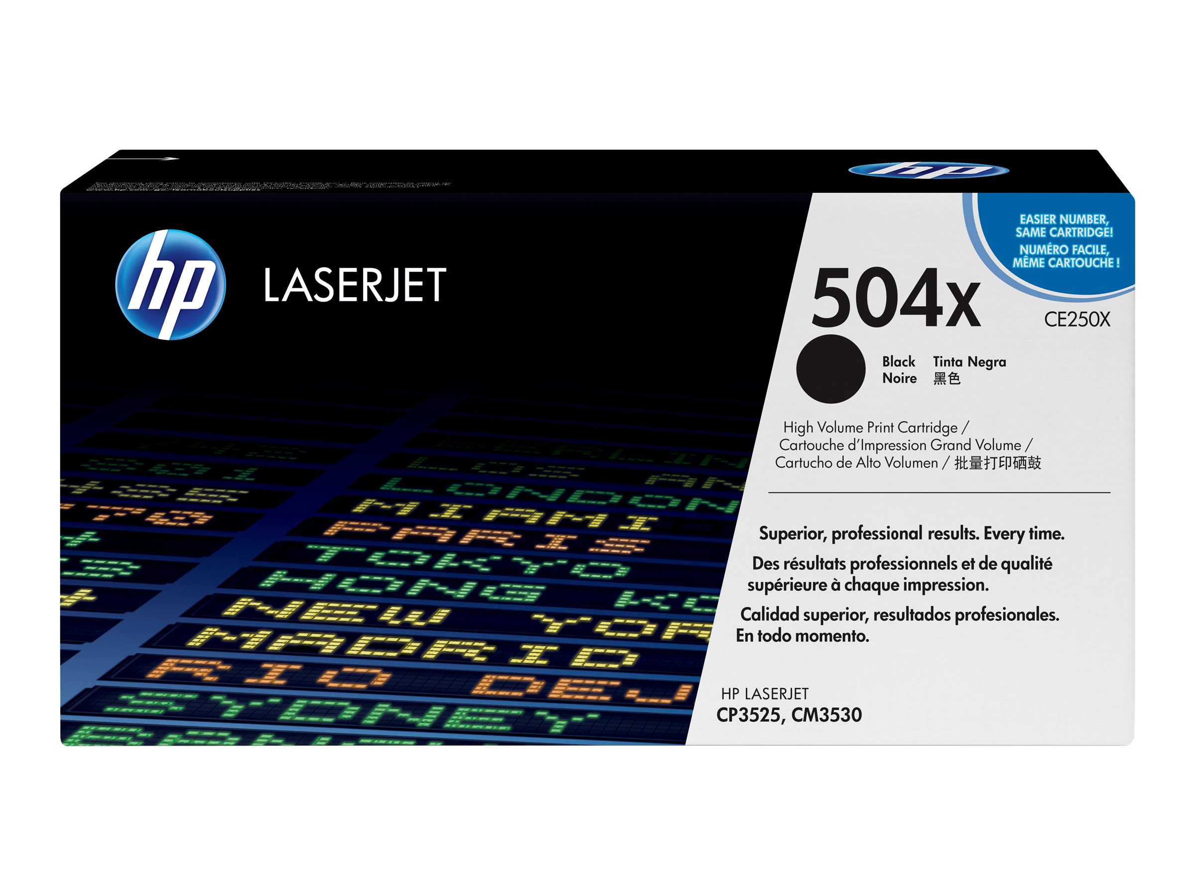HP 504X - Hohe Ergiebigkeit - Schwarz - original - LaserJet - Tonerpatrone (CE250X) - für Color LaserJet CM3530 MFP - CM3530fs MFP - CP3525 - CP3525dn - CP3525n - CP3525x