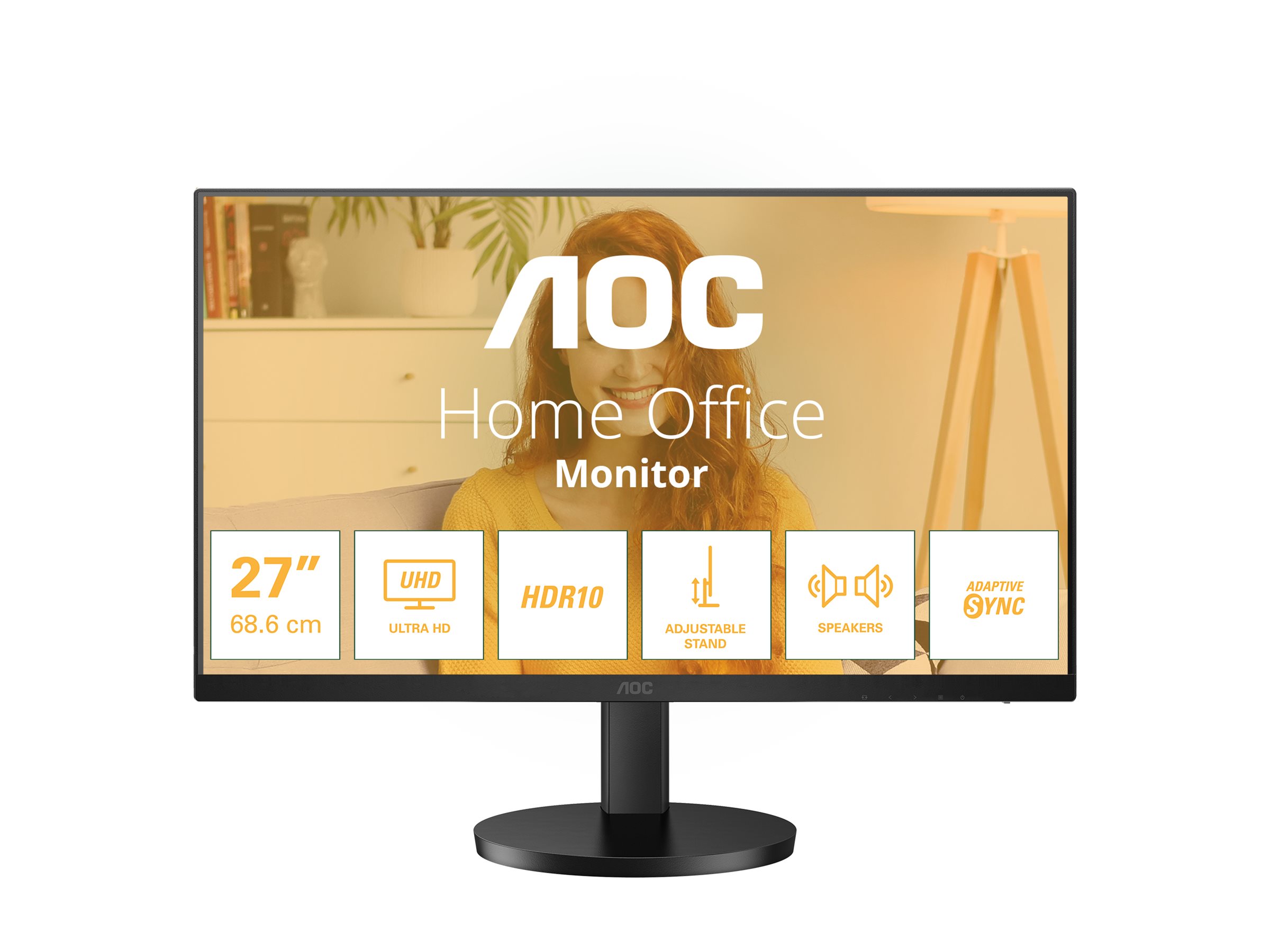 AOC U27B3AF - LED-Monitor - 68.6 cm (27") - 3840 x - @ 60 Hz - IPS - 350 cd/m² - 1000:1 - HDR10 - 4 ms - 2xHDMI - DisplayPort - Lautsprecher - Schwarz