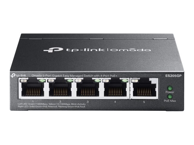 TP-LINK Omada ES205GP V1 - Switch - managed - 4 x - + 1 x 10/100/1000 - Desktop - wandmontierbar - PoE+ (65 W) TP-LINK Omada ES205GP V1 - Switch - managed - 4 x - + 1 x 10/100/1000 - Desktop - wandmontierbar - PoE+ (65 W)