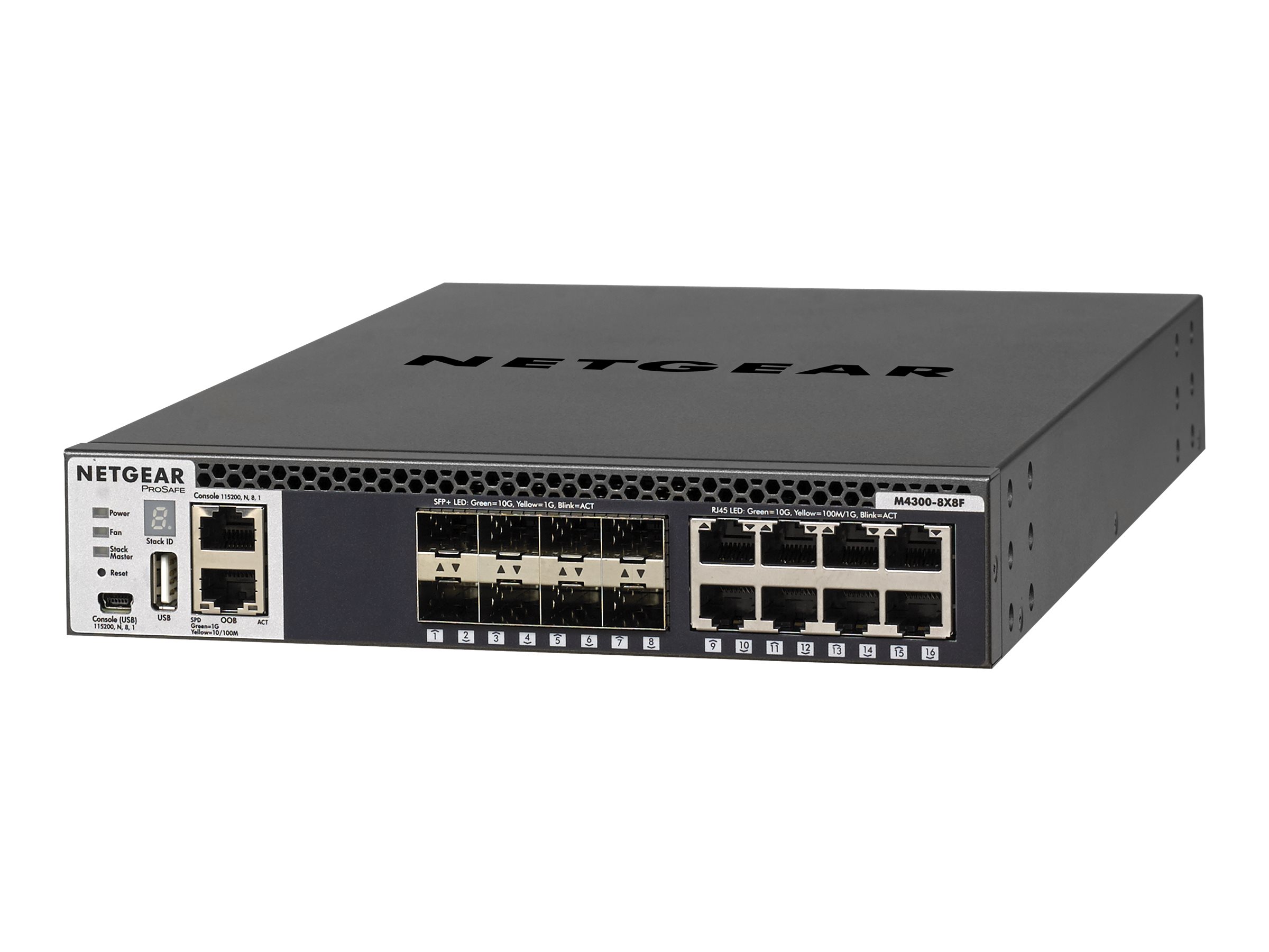 Netgear M4300-8X8F - Switch - L3 - managed - 8 x 10/100/1000/10000 + 8 x 10 Gigabit SFP+ - Luftstrom von vorne nach hinten - an Rack montierbar