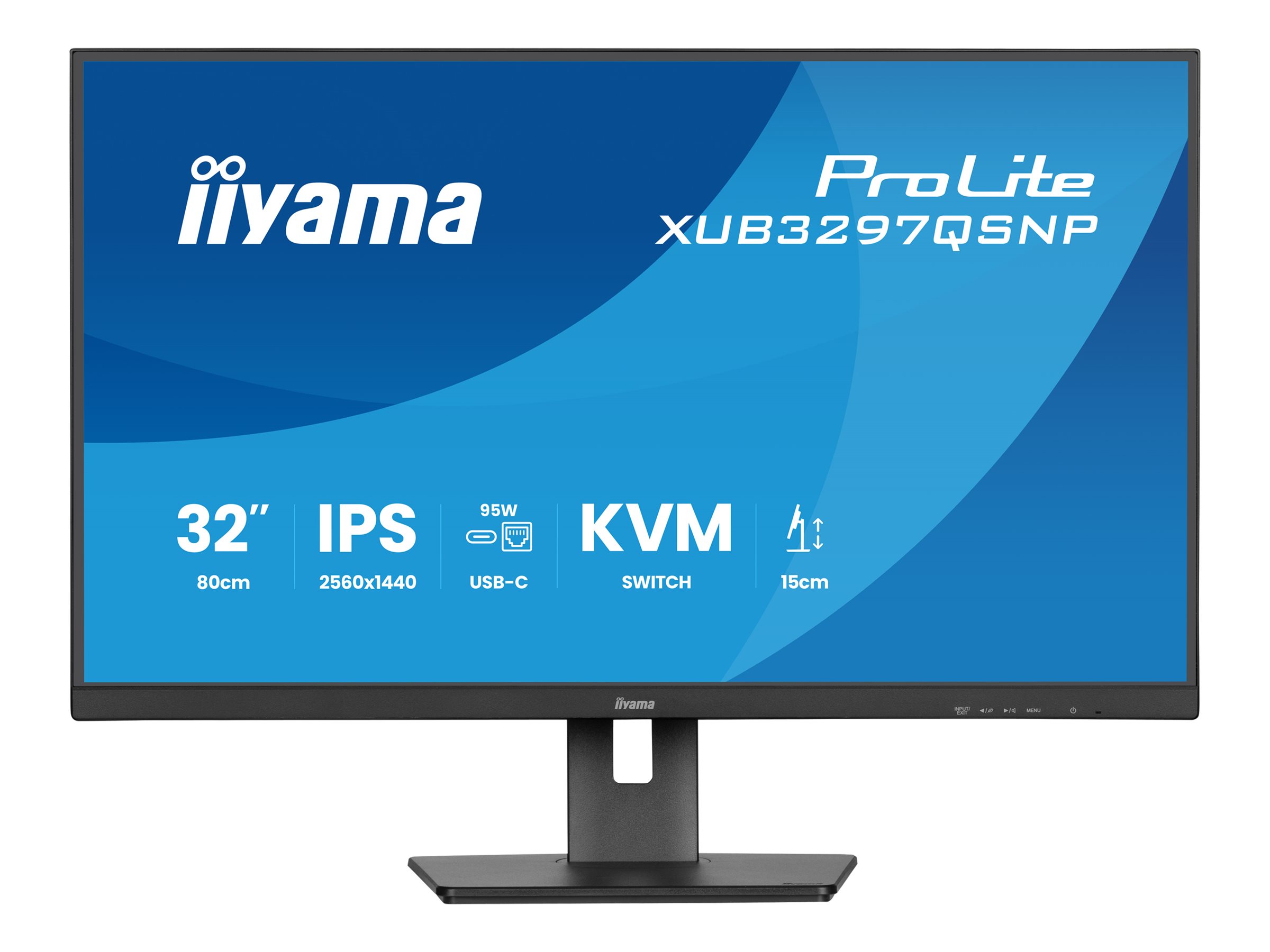 Iiyama ProLite XUB3297QSNP-B1 - LED-Monitor - 81.3 - (31.5" sichtbar) - 2560 x 1440 QHD @ 100 Hz - IPS - 350 cd/m² - 1000:1 - 1 ms - HDMI - DisplayPort - USB-C - Lautsprecher - Schwarz - Matte
