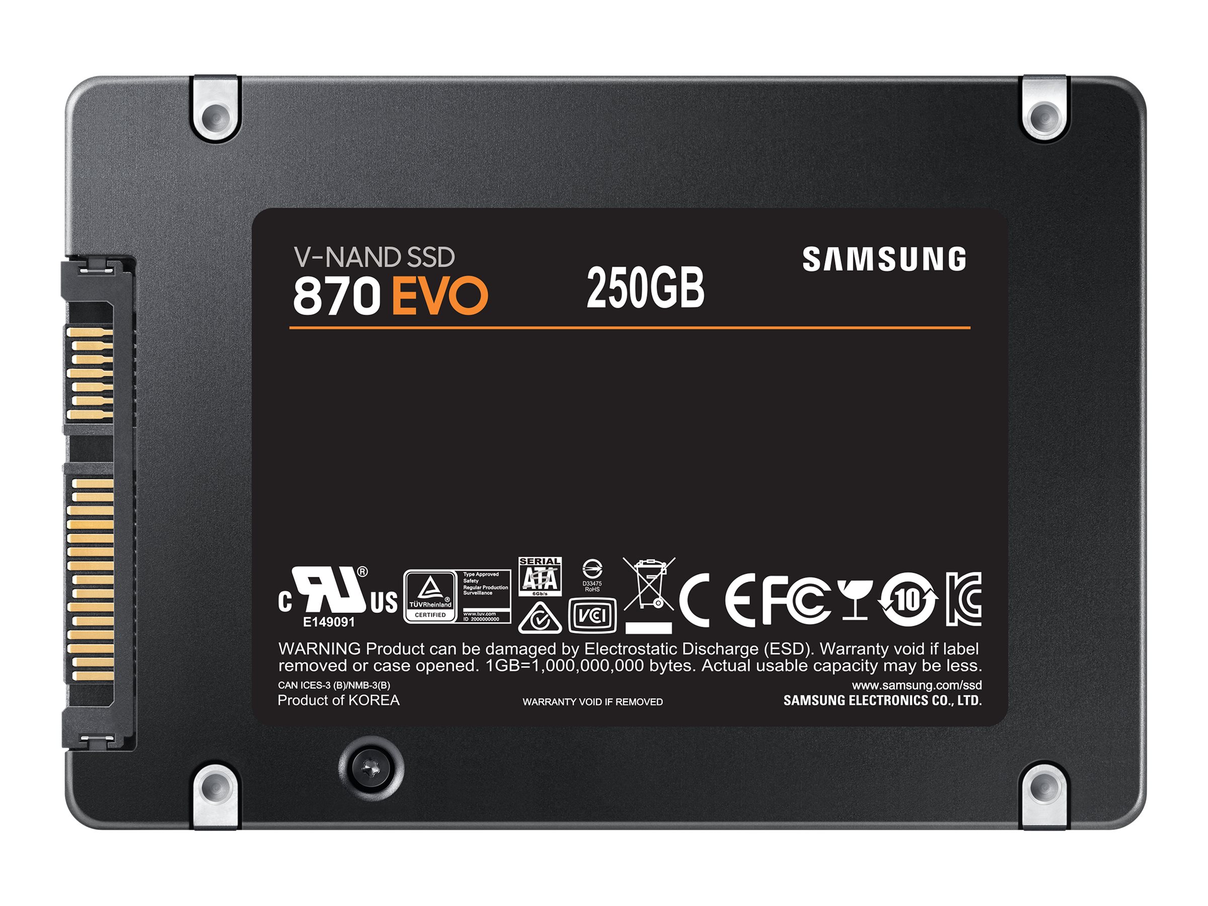 870 EVO MZ-77E250B - 250 GB SSD - intern - 2.5" SATA 6Gb/s - Puffer: 512 MB - 25 - SATA 6Gb/s - Puffer: 512 MB - 256-Bit-AES - TCG Opal Encryption