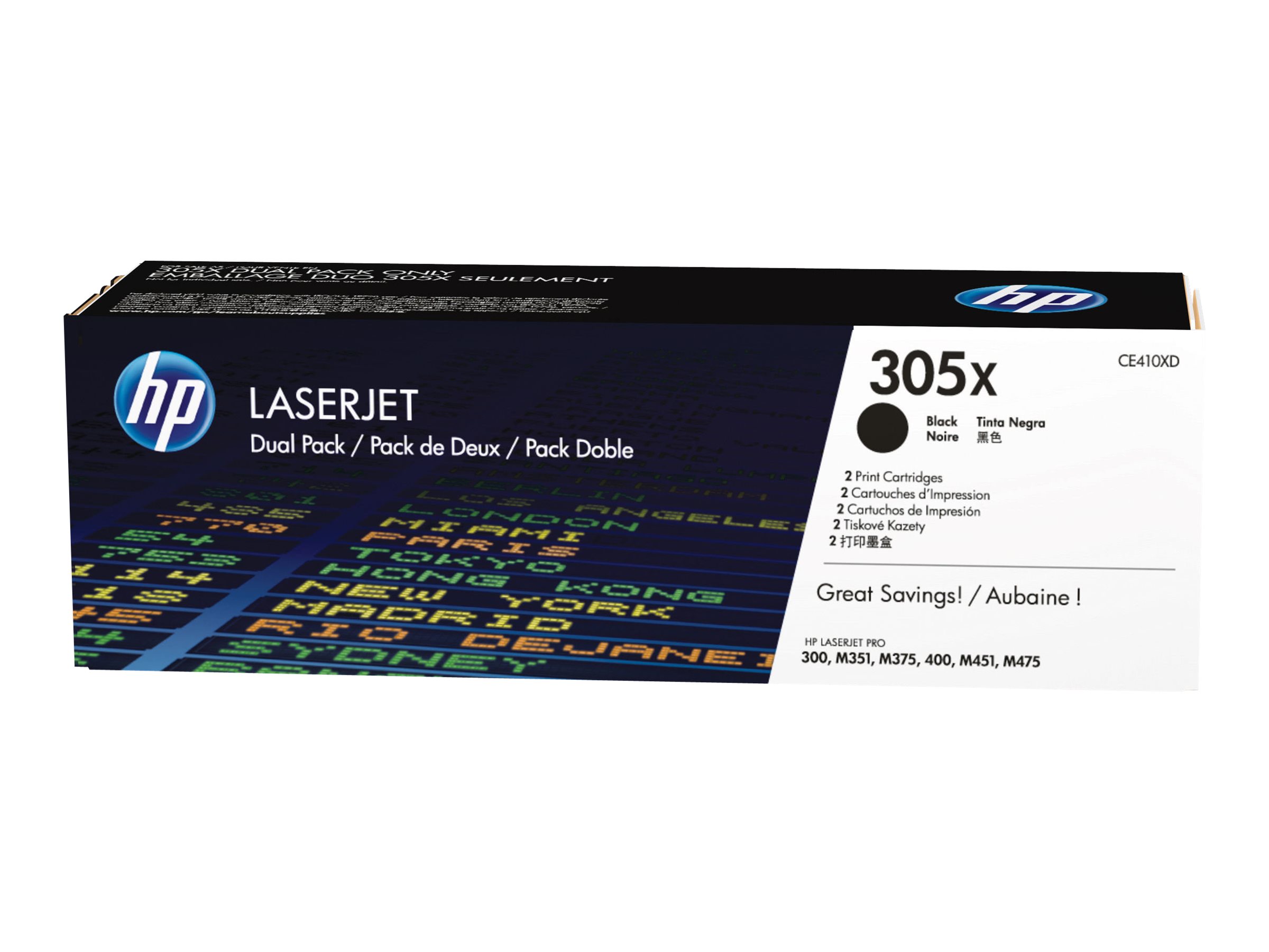HP Toner 305X schwarz 2-Pack f. LaserJet 4000 Seiten - für LaserJet Pro 300 M351 - 400 M451 - MFP M375 - MFP M475
