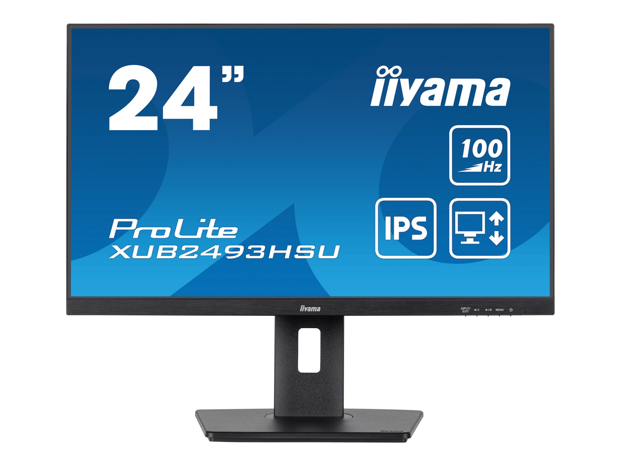 Iiyama ProLite XUB2493HSU-B7 - LED-Monitor - 61 cm - (23.8" sichtbar) - 1920 x 1080 Full HD (1080p) @ 100 Hz - IPS - 250 cd/m² - 1300:1 - 1 ms - HDMI - DisplayPort - Lautsprecher - mattschwarz
