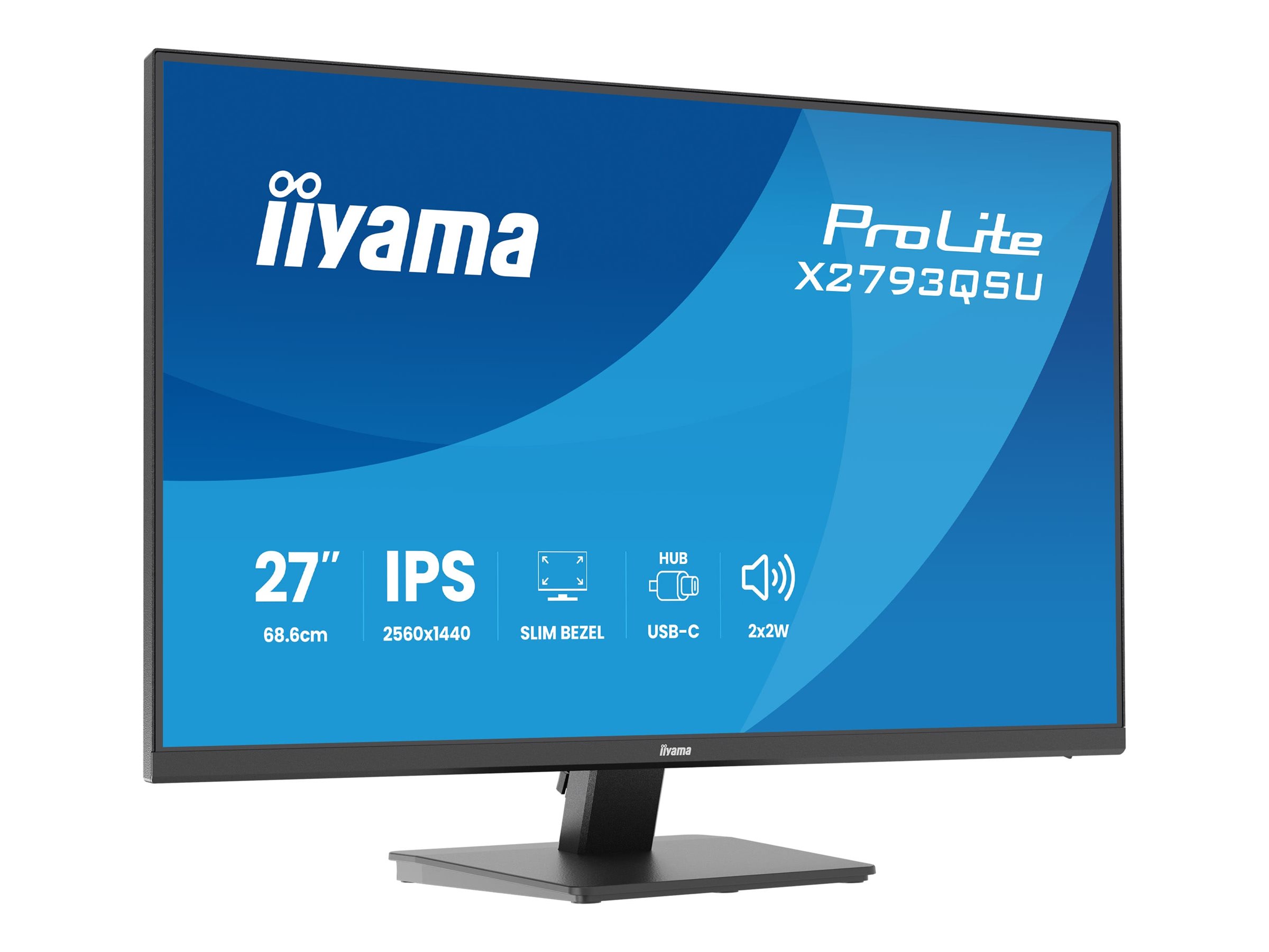 Iiyama ProLite X2793QSU-B1 - LED-Monitor - 2560 x 1440 QHD @ 75 Hz - IPS - 350 cd/m² - 1000:1 - 1 ms - HDMI - DisplayPort - Lautsprecher - Schwarz - Matte