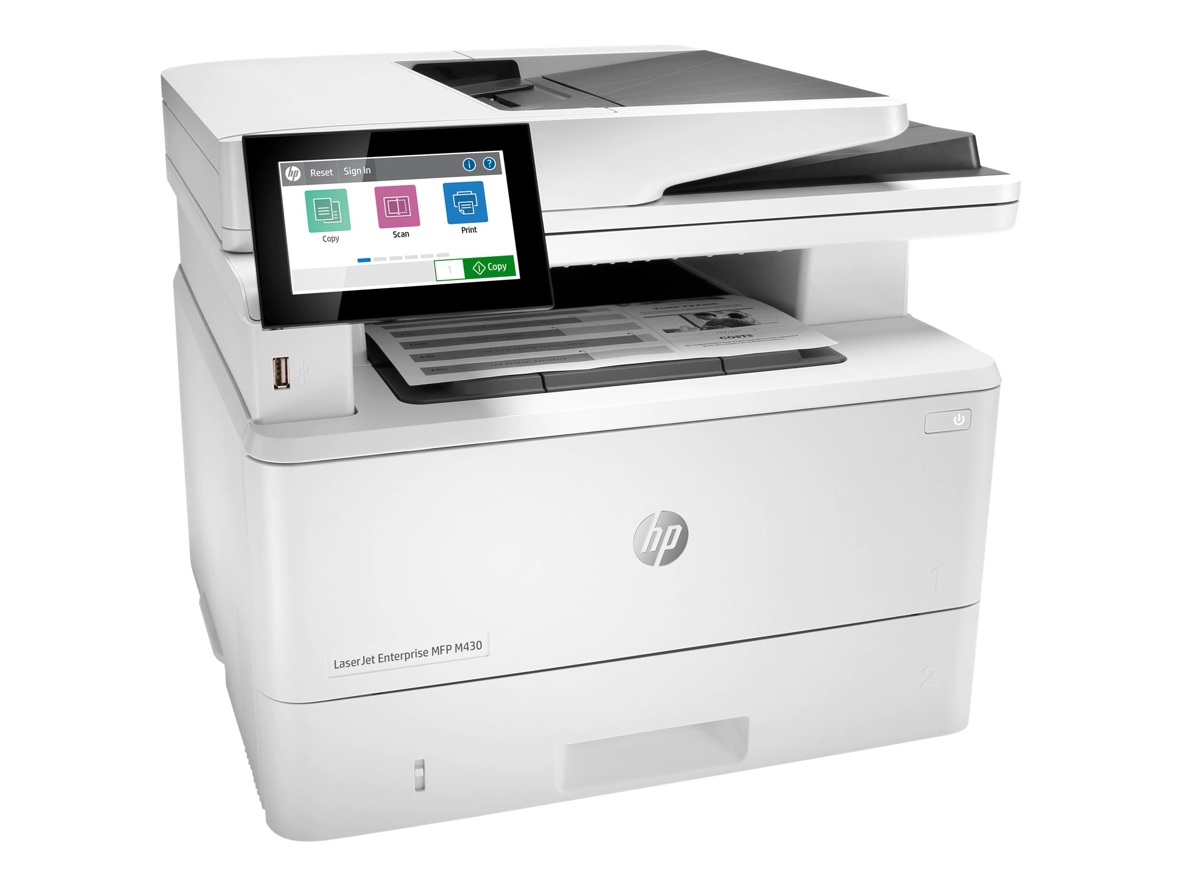 HP LaserJet Enterprise MFP M430f - - A4 (Medien) - bis zu 38 Seiten/Min. (Kopieren) - bis zu 40 Seiten/Min. (Drucken) - 350 Blatt - 33.6 Kbps - USB 2.0 - Gigabit LAN - USB 2.0-Host