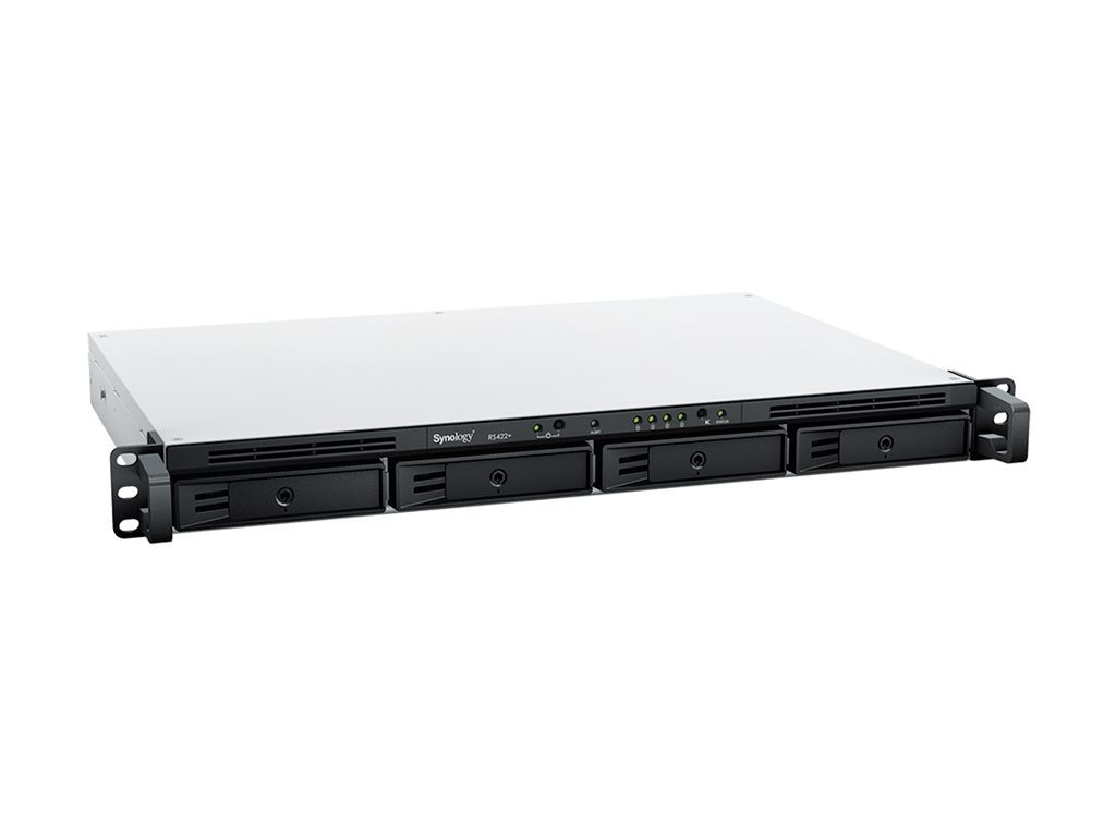 Synology RackStation RS422+, NAS, Rack (1U), AMDRyzen, R1600, Schwarz - Rack - einbaufähig - SATA 6Gb/s - RAID RAID 0 - 1 - 5 - 6 - 10 - JBOD - RAM 2 GB - Gigabit Ethernet - iSCSI Support - 1U