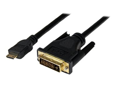 mini HDMI->DVI-D-Kabel 1,0m Stecker/Stecker - St/St - Adapterkabel - DVI-D männlich zu 19 pin mini HDMI Type C männlich - 1 m - abgeschirmt - Schwarz - für P/N: MSTCDP122HD
