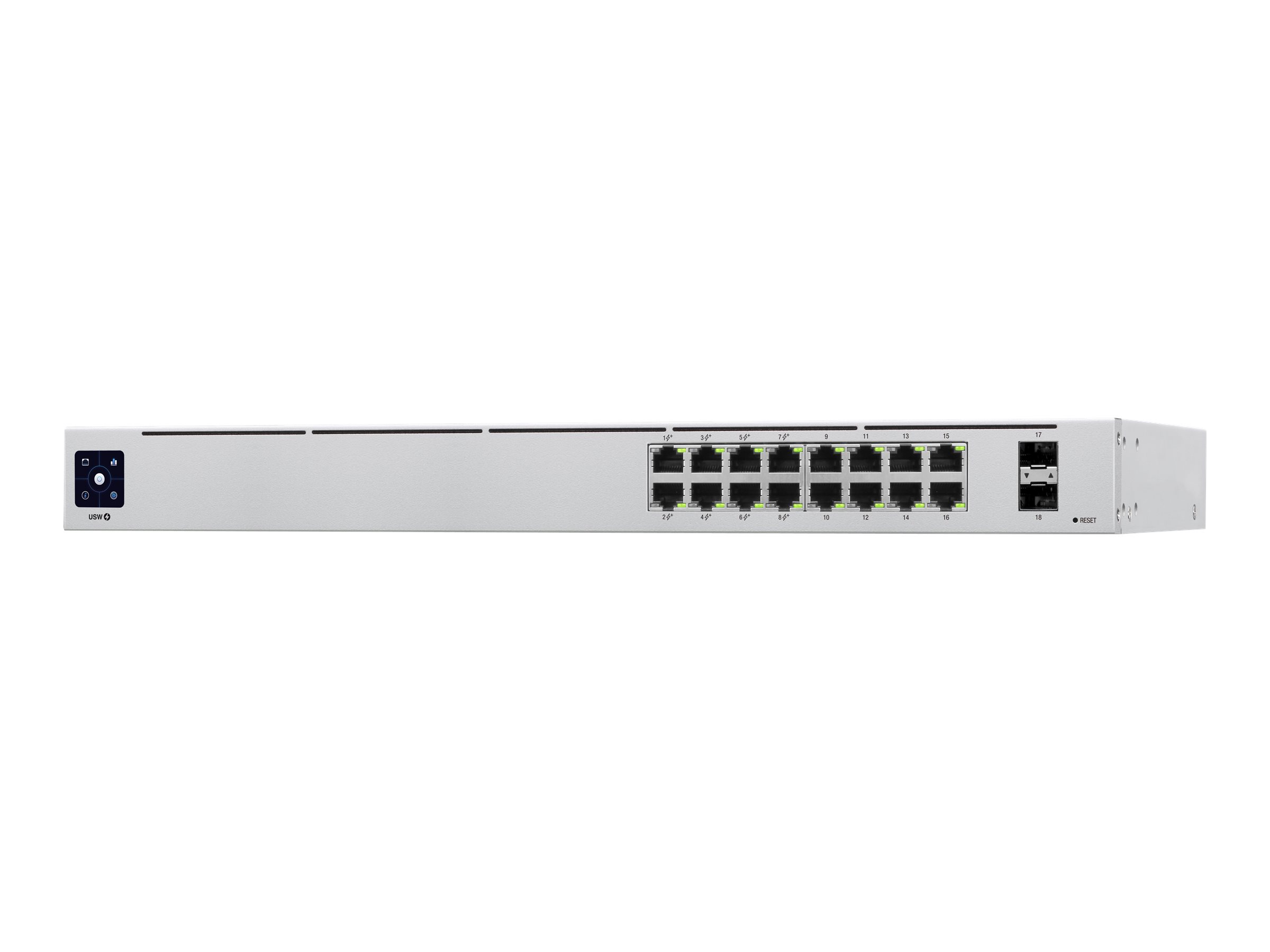 Ubiquiti UniFi Switch USW-16-POE - Switch - managed - 16 x 10/100/1000 (8 PoE+) - + 2 x Gigabit SFP - an Rack montierbar - Desktop - PoE+ (42 W)