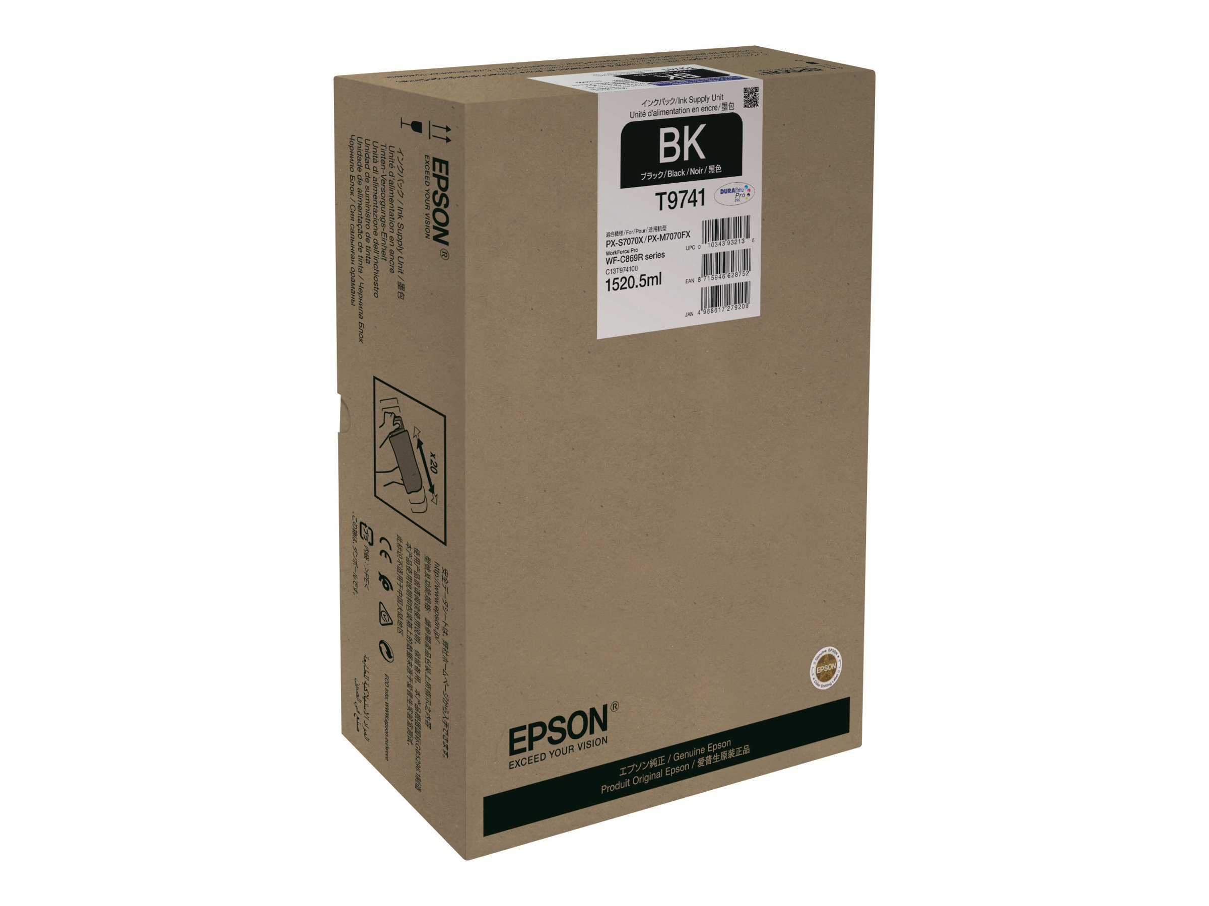 Epson T9741 - 1520.5 ml - Größe XXL - Schwarz - Original - Tintenpatrone - für WorkForce Pro WF-C869R - WF-C869RD3TWFC - WF-C869RDTWF - WF-C869RDTWFC Epson T9741 - 1520.5 ml - Größe XXL - Schwarz - Original - Tintenpatrone - für WorkForce Pro WF-C869R - WF-C869RD3TWFC - WF-C869RDTWF - WF-C869RDTWFC