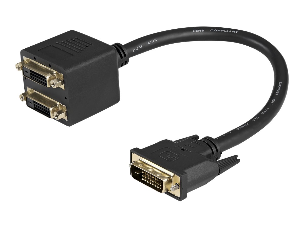 DVI-D auf 2x DVI-D 30cm Splitter Kabel Dual Link DVI25 Y-Kabel - Stecker/Buchse - Dual Link DVI25 Y-Kabel - Stecker/2x Buchse - DVI-Adapter vergoldete Kontakte - Video-Verteiler - Dual Link - DVI-D weiblich zu DVI-D männlich - 30.5 cm - abgeschirmt - Sch…