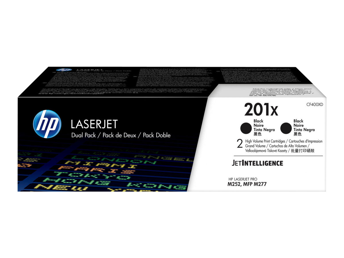 HP 201X - 2er-Pack - Hohe Ergiebigkeit - Schwarz - Original - LaserJet - Tonerpatrone (CF400XD) - für Color LaserJet Pro M252dn - M252dw - M252n - MFP M274n - MFP M277c6 - MFP M277dw - MFP M277n