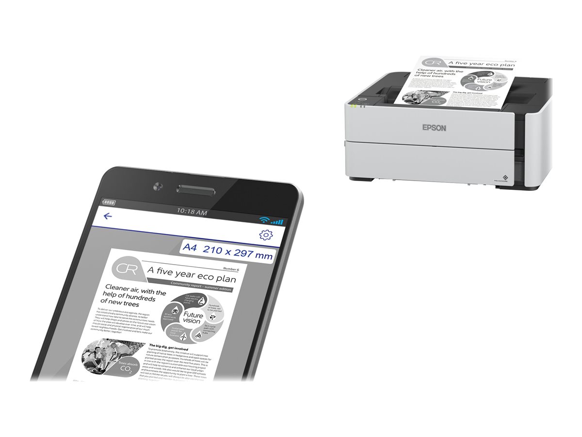 DRK EcoTank ET-M1180 - Drucker - s/w - Duplex EcoTank ET-M1180 - Tintenstrahl - nachfüllbar - A4/Legal - 1200 x 2400 dpi - bis zu 20 Seiten/Min. - Kapazität: 250 Blätter - USB 2.0 - LAN - Wi-Fi