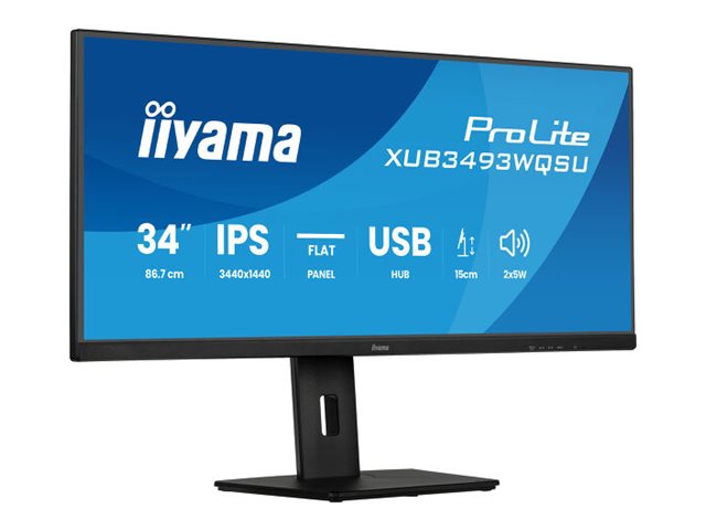 Iiyama ProLite XUB3493WQSU-B6 - LED-Monitor - 86.4 - 3440 x 1440 UWQHD @ 120 Hz - IPS - 400 cd/m² - 1000:1 - 1 ms - 2xHDMI - DisplayPort - Lautsprecher - mattschwarz Iiyama ProLite XUB3493WQSU-B6 - LED-Monitor - 86.4 - 3440 x 1440 UWQHD @ 120 Hz - IPS - 400 cd/m² - 1000:1 - 1 ms - 2xHDMI - DisplayPort - Lautsprecher - mattschwarz