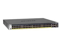 Netgear M4300-52G-PoE+ - Switch - L3 - managed - 2 x 10/100/1000/10000 + 2 x 10 Gigabit SFP+ + 48 x - Luftstrom von vorne nach hinten - an Rack montierbar - PoE+ (480 W)