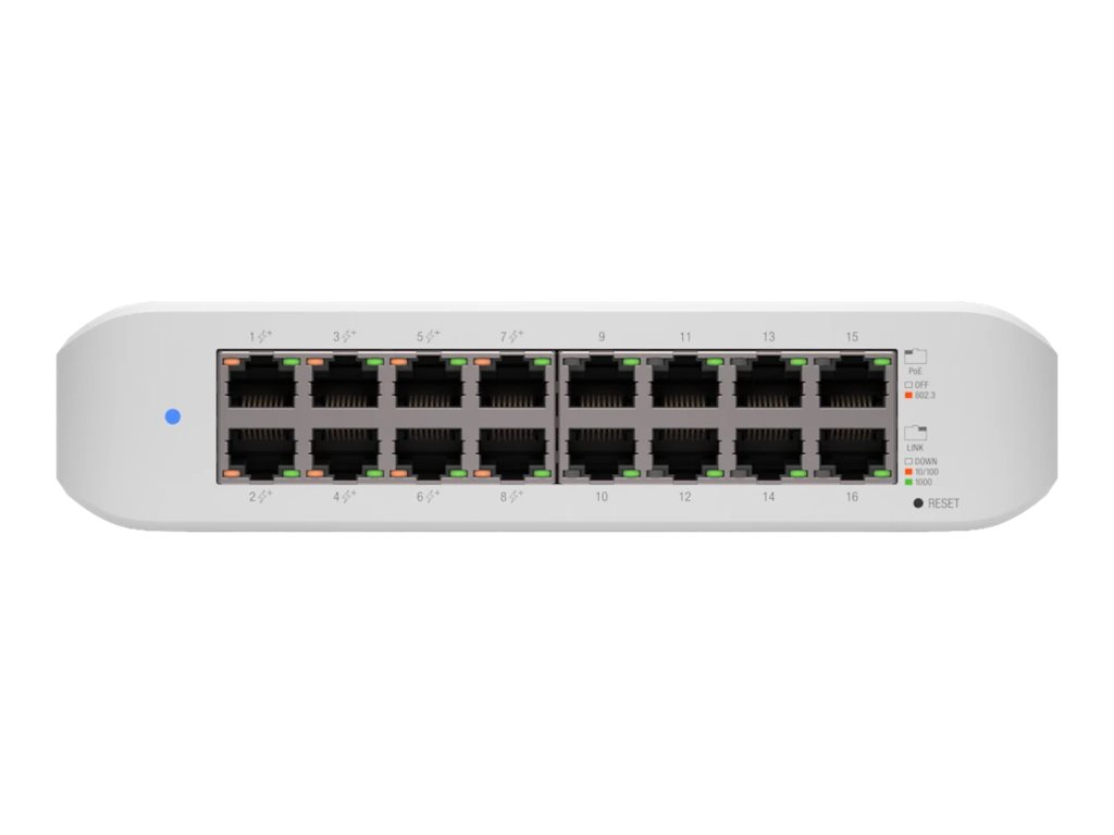 Ubiquiti UniFi Switch Lite USW-Lite-16-POE - Switch - managed - 16 x 10/100/1000 (8 PoE+) - Desktop - wandmontierbar - PoE+ (45 W) Ubiquiti UniFi Switch Lite USW-Lite-16-POE - Switch - managed - 16 x 10/100/1000 (8 PoE+) - Desktop - wandmontierbar - PoE+ (45 W)