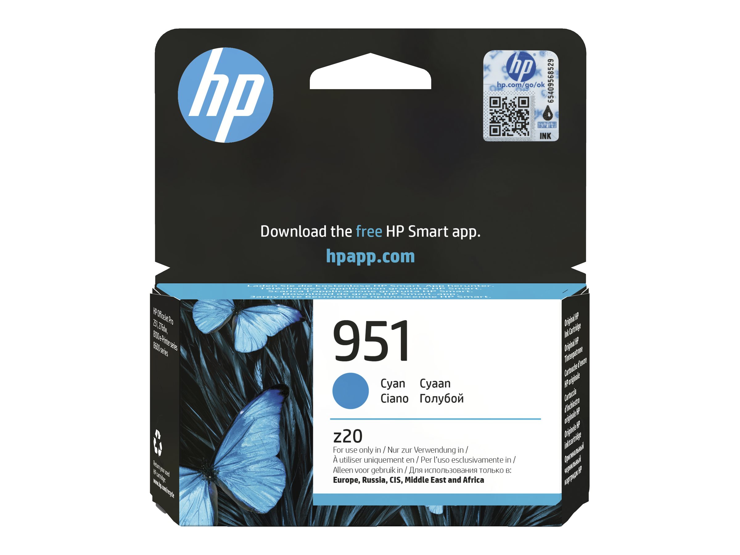 HP 951 - 8.5 ml - Cyan - original - Tintenpatrone - für Officejet Pro 251dw - 276dw - 8100 - 8600 - 8610 - 8615 - 8616 - 8620 - 8625 - 8630