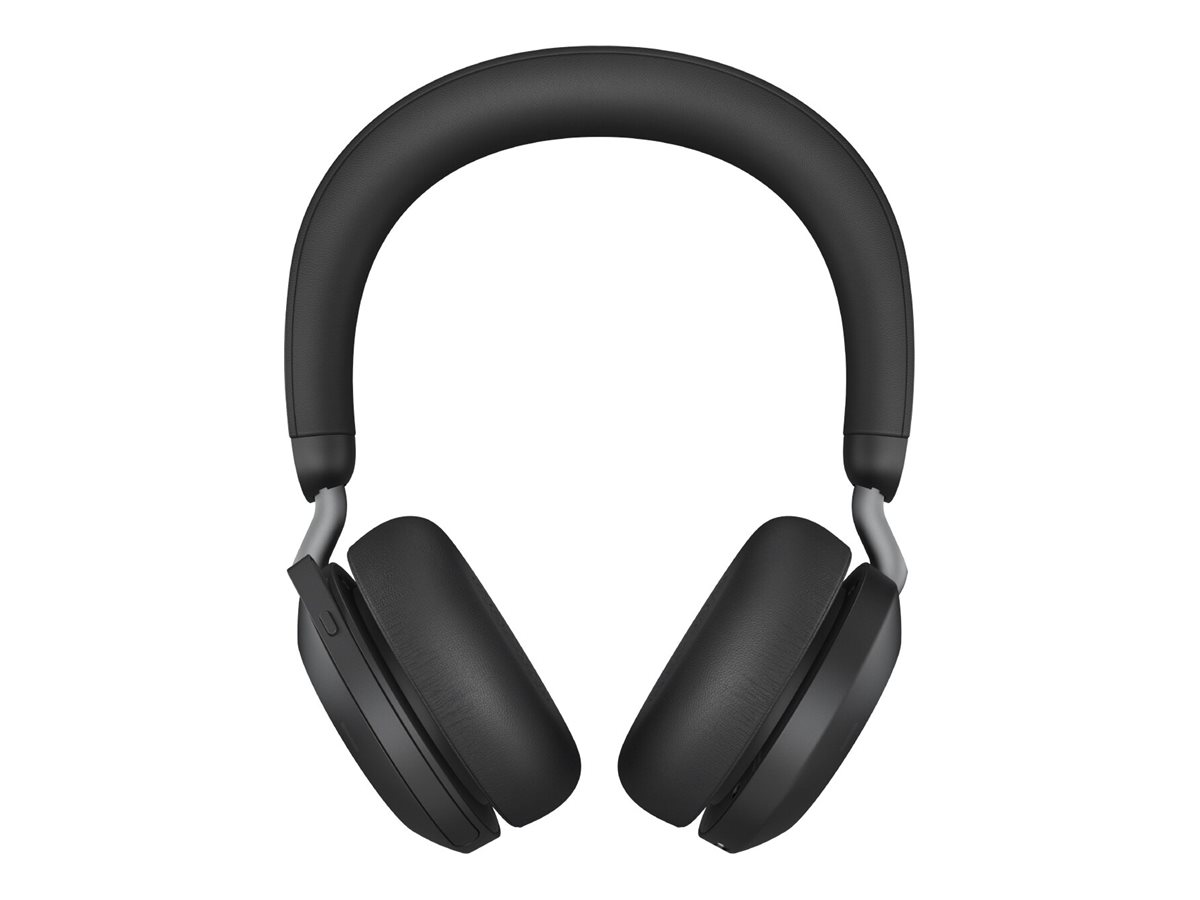 Jabra Evolve2 75 - Headset - On-Ear - Bluetooth - kabellos - aktive Rauschunterdrückung - USB-A - Geräuschisolierung - Schwarz - mit Ladestation - Zertifiziert für Microsoft Teams