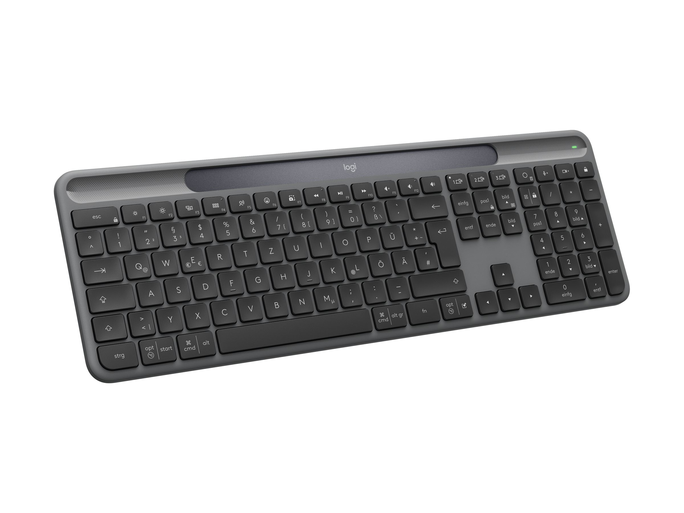 Logitech Signature Slim Solar+ K980 - Tastatur - full size - kabellos - Bluetooth LE - QWERTZ - Deutsch - Tastenschalter: scissor switches - Graphite Logitech Signature Slim Solar+ K980 - Tastatur - full size - kabellos - Bluetooth LE - QWERTZ - Deutsch - Tastenschalter: scissor switches - Graphite