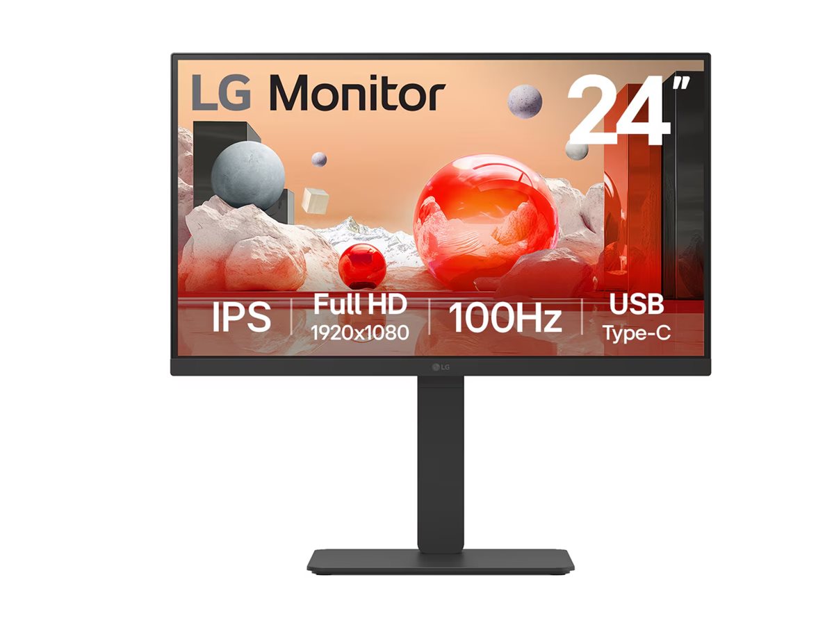 LG 24BA750-B - LED-Monitor - USB - 61 cm (24") - (23.8" sichtbar) - 1920 x 1080 Full HD (1080p) @ 100 Hz - IPS - 250 cd/m² - 1300:1 - 5 ms - HDMI - DisplayPort - USB-C - Lautsprecher - Schwarz