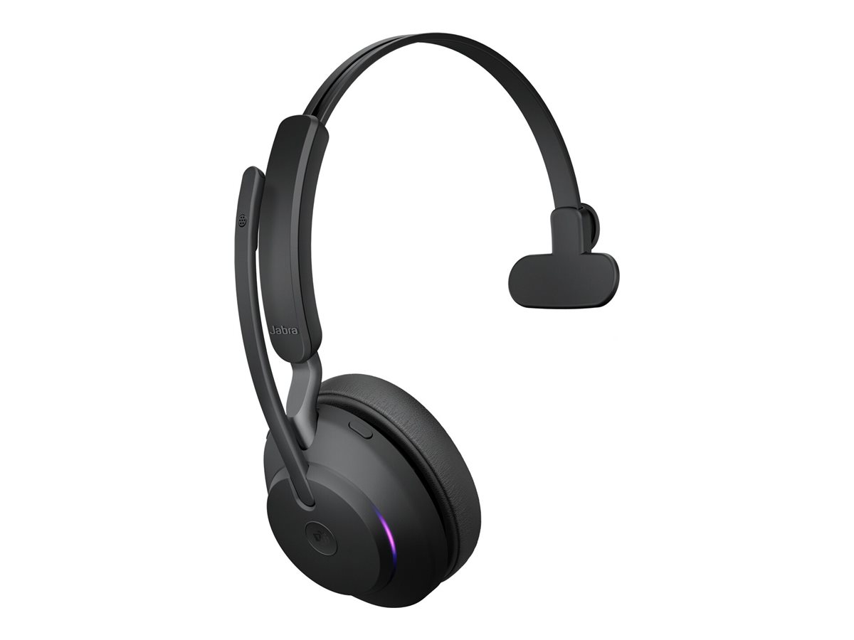 Jabra Evolve2 65 MS Mono Headset On-Ear konvertierbar - Bluetooth - kabellos - USB-C - Geräuschisolierung - Schwarz - Zertifiziert für Microsoft Teams