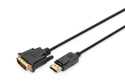 Adapterkabel DisplayPort DP -> DVI 2,0m St/St - zu DVI-D (M) - 2 m - geformt - Daumenschrauben - Schwarz