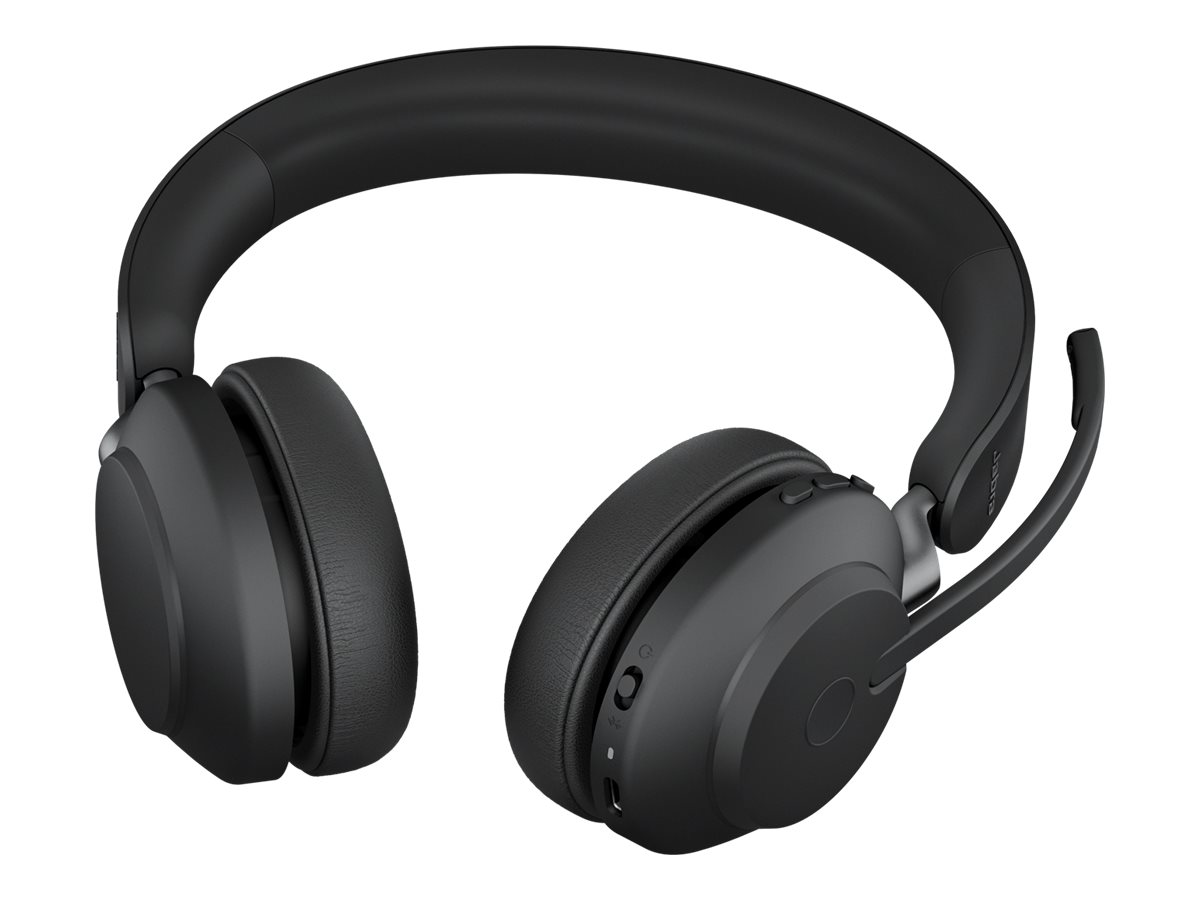 Jabra Evolve2 65 UC Stereo Headset On-Ear - Bluetooth - kabellos - USB-A - Geräuschisolierung - Schwarz