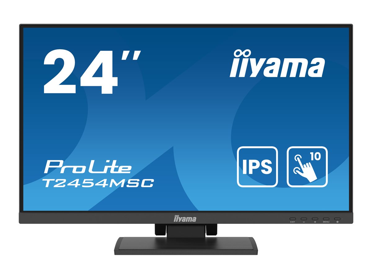 Iiyama ProLite T2454MSC-B2AG - LED-Monitor - 60.5 - Touchscreen - 1920 x 1080 Full HD (1080p) @ 75 Hz - IPS - 300 cd/m² - 1000:1 - 4 ms - HDMI - DisplayPort - Lautsprecher - mattschwarz