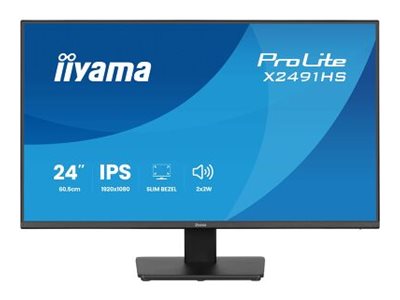 Iiyama ProLite X2491HS-B1 - LED-Monitor - (23.8" sichtbar) - 1920 x 1080 Full HD (1080p) @ 120 Hz - IPS - 350 cd/m² - 1500:1 - 1 ms - HDMI - DisplayPort - Lautsprecher - Schwarz - Matte