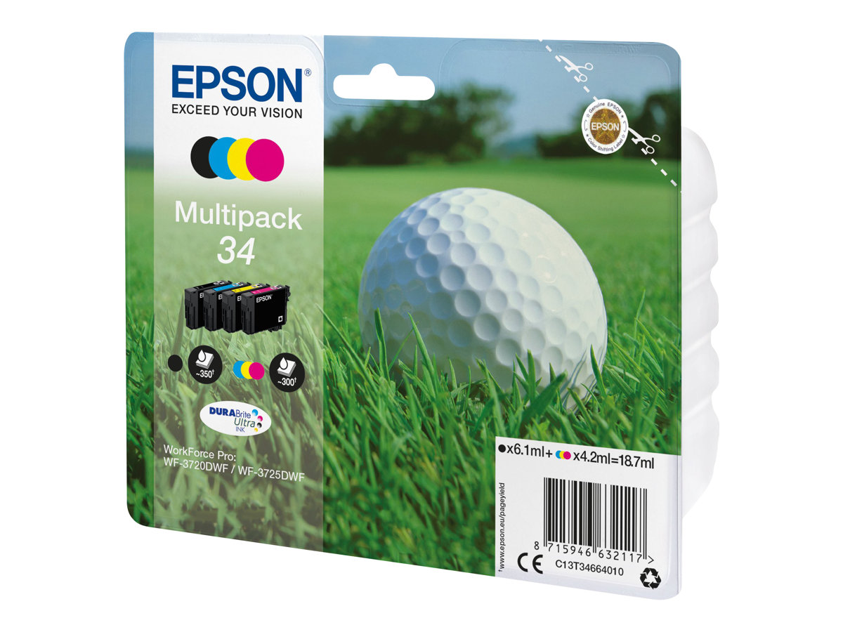 MULTIPACK 4-COLOURS 34 - Original - Blisterverpackung - Tintenpatrone - für WorkForce Pro WF-3720 - WF-3720DWF - WF-3725DWF MULTIPACK 4-COLOURS 34 - Original - Blisterverpackung - Tintenpatrone - für WorkForce Pro WF-3720 - WF-3720DWF - WF-3725DWF