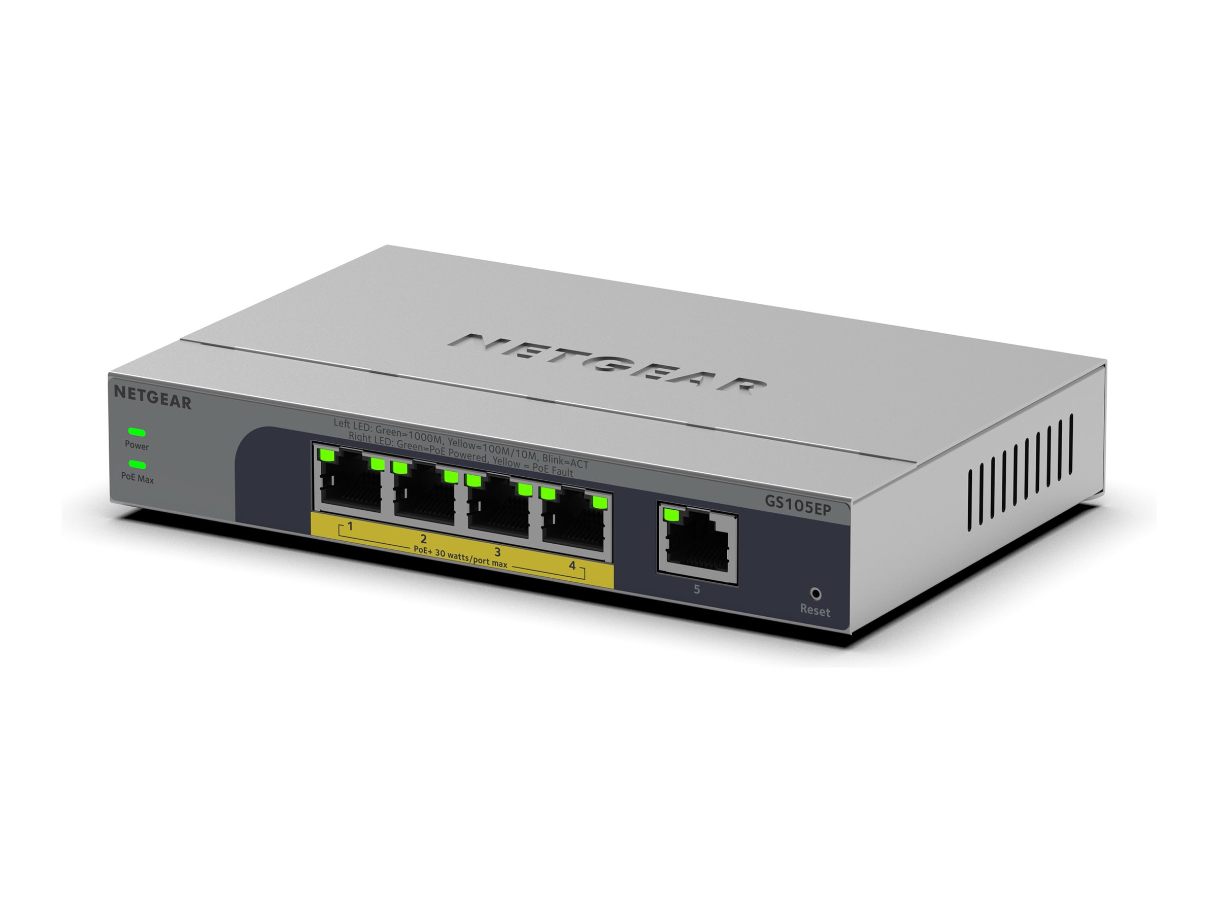 Netgear Easy Smart GS105EP - Switch - L3 - Smart - - Desktop - wandmontierbar - PoE+ (63 W)