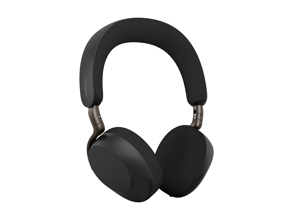 Jabra Evolve3 75 UC - Headset - On-Ear - Bluetooth - kabellos - aktive Rauschunterdrückung - USB-A über Bluetooth-Adapter - Geräuschisolierung - Schwarz - mit kabelloses Ladepad - UC-zertifiziert - Zoom-zertifiziert - Google Meet-zertifiziert