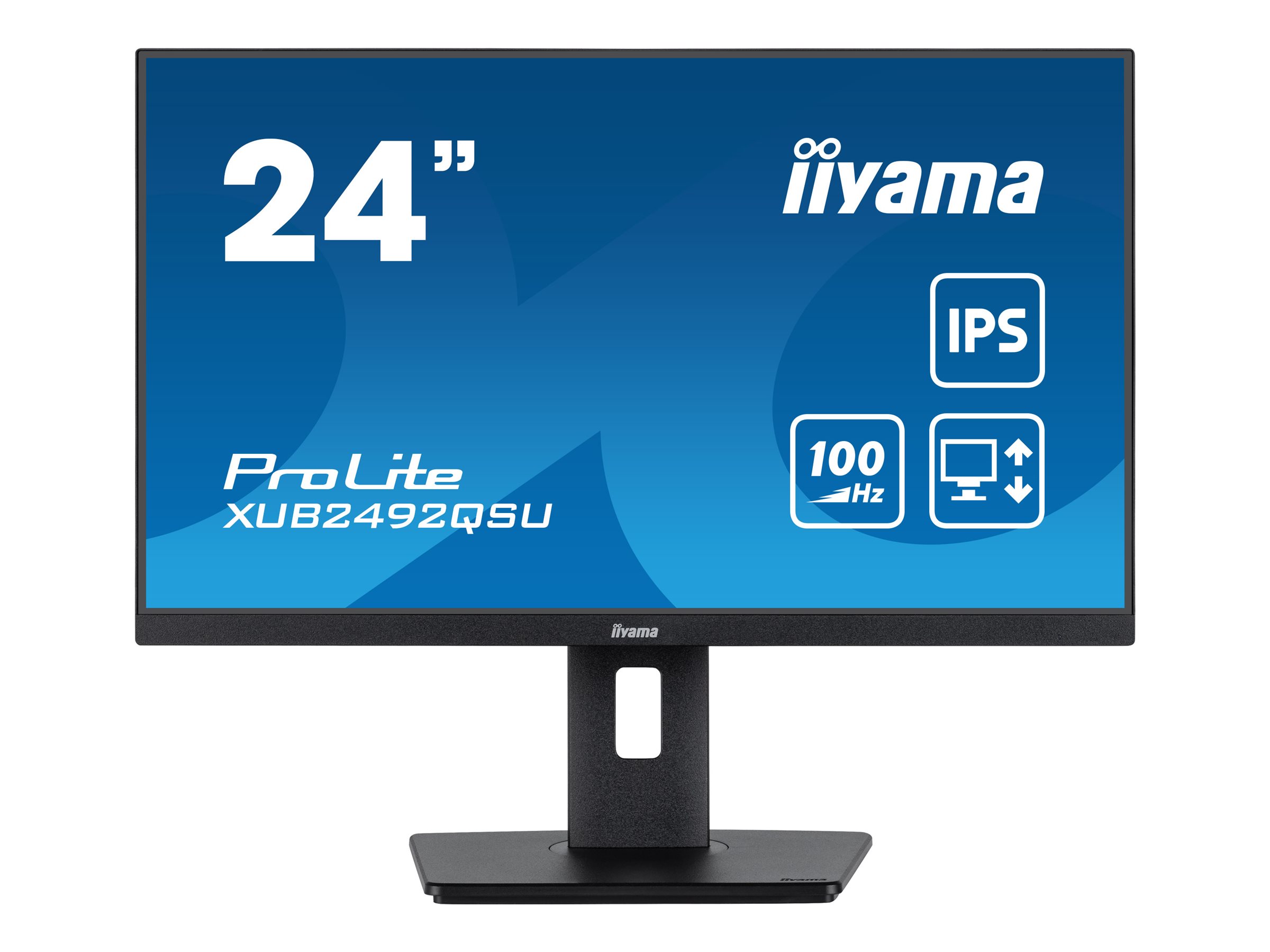 Iiyama ProLite XUB2492QSU-B1 - LED-Monitor - 61 cm - (23.8" sichtbar) - 2560 x 1440 WQHD @ 100 Hz - IPS - 300 cd/m² - 1000:1 - 0.5 ms - HDMI - DisplayPort - Lautsprecher - Schwarz - Matte