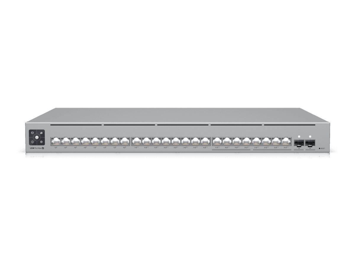 Ubiquiti UniFi Pro Max 24 PoE - Switch - L3 - - + 16 x 10/100/1000 (8 PoE+ - 8 PoE++) + 2 x 10 Gigabit SFP+ - an Rack montierbar - PoE++ (400 W) Ubiquiti UniFi Pro Max 24 PoE - Switch - L3 - - + 16 x 10/100/1000 (8 PoE+ - 8 PoE++) + 2 x 10 Gigabit SFP+ - an Rack montierbar - PoE++ (400 W)