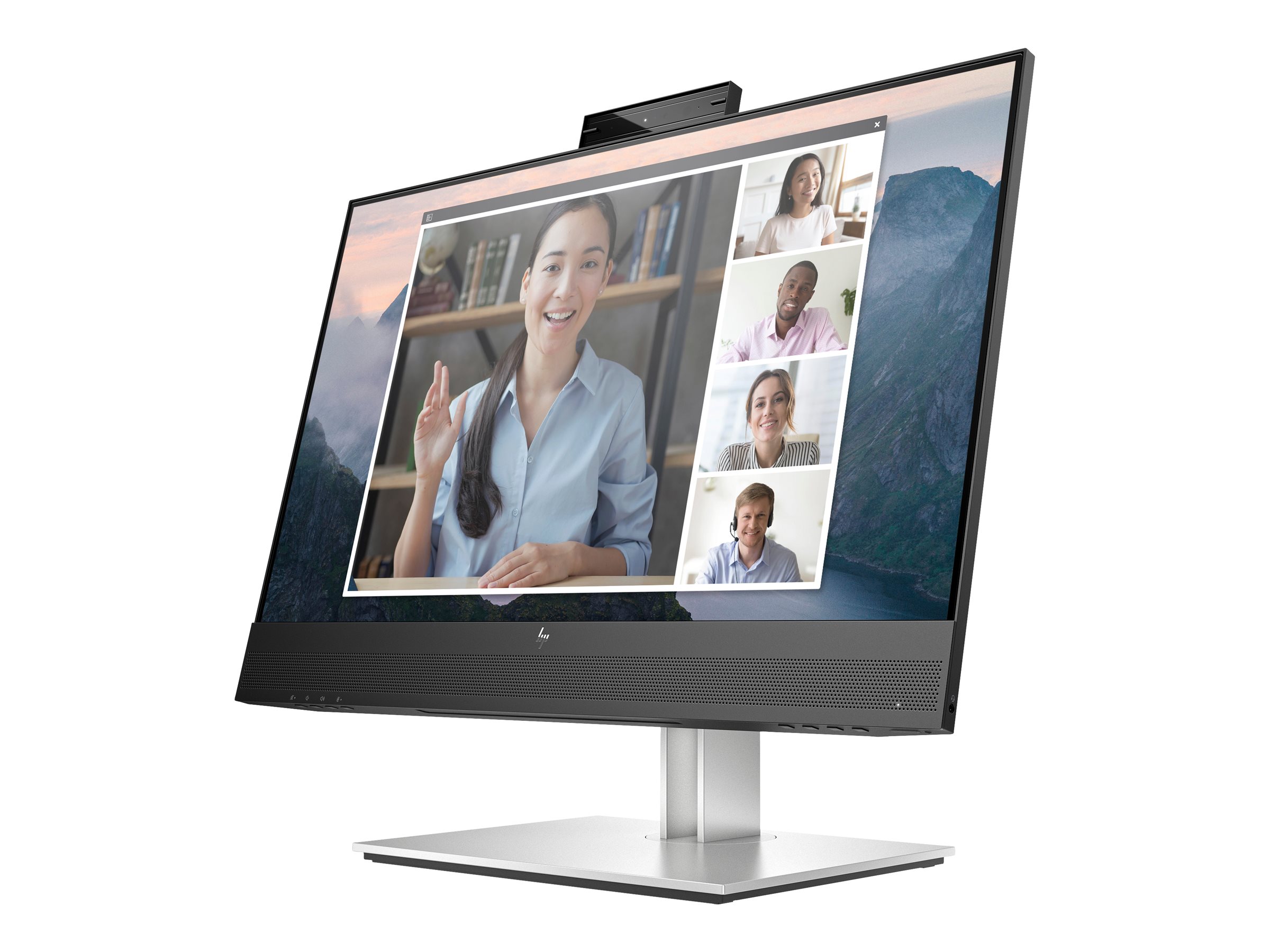 HP E24mv G4 Conferencing LED-Monitor 60,45 cm (23,8") 1920 x 1080 Full HD (1080p) @ 60 Hz IPS 5ms - 1920 x 1080 Full HD (1080p) @ 60 Hz - IPS - 250 cd/m² - 1000:1 - 5 ms - HDMI - VGA - DisplayPort - Lautsprecher - Silber - schwarzer Kopf