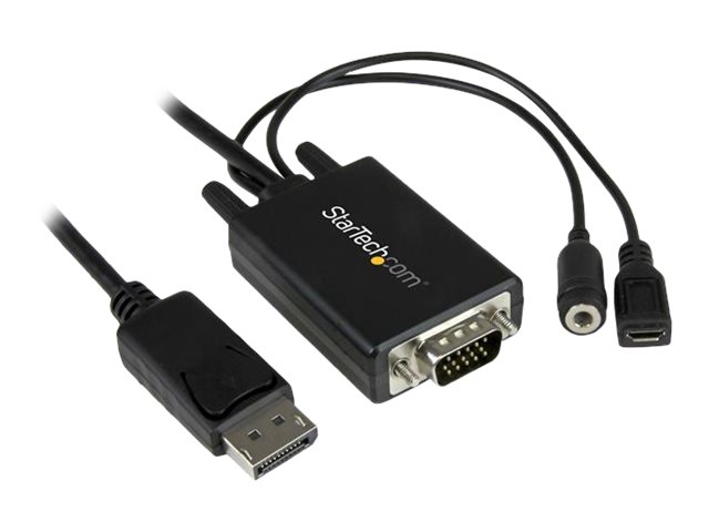 DiskplayPort -> VGA Adapter Kabel 3,0m + Audio - zu 15 pin D-Sub (DB-15) - mini-phone stereo 3.5 mm - Mikro-USB Typ B (nur Strom) - 3 m - Schwarz - für P/N: DK30CH2DEP - DK30CH2DEPUE