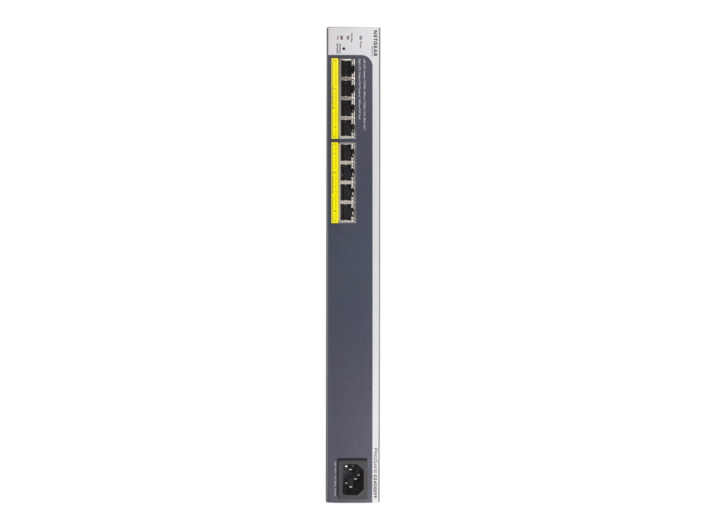 Netgear Plus GS408EPP - Switch - managed - 8 x - Desktop - an Rack montierbar - wandmontierbar - Stangenmontage - PoE+ (124 W) Netgear Plus GS408EPP - Switch - managed - 8 x - Desktop - an Rack montierbar - wandmontierbar - Stangenmontage - PoE+ (124 W)