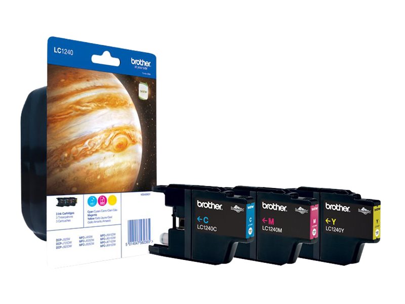 Brother LC1240 Rainbow-Pack - Gelb, Cyan, Magenta - Original - Blister mit akustischem/elektromagnetischem Alarm - Tintenpatrone - für Brother DCP-J525 - J725 - J925 - MFC-J430 - J5910 - J625 - J6510 - J6710 - J6910 - J825 Brother LC1240 Rainbow-Pack - Gelb, Cyan, Magenta - Original - Blister mit akustischem/elektromagnetischem Alarm - Tintenpatrone - für Brother DCP-J525 - J725 - J925 - MFC-J430 - J5910 - J625 - J6510 - J6710 - J6910 - J825