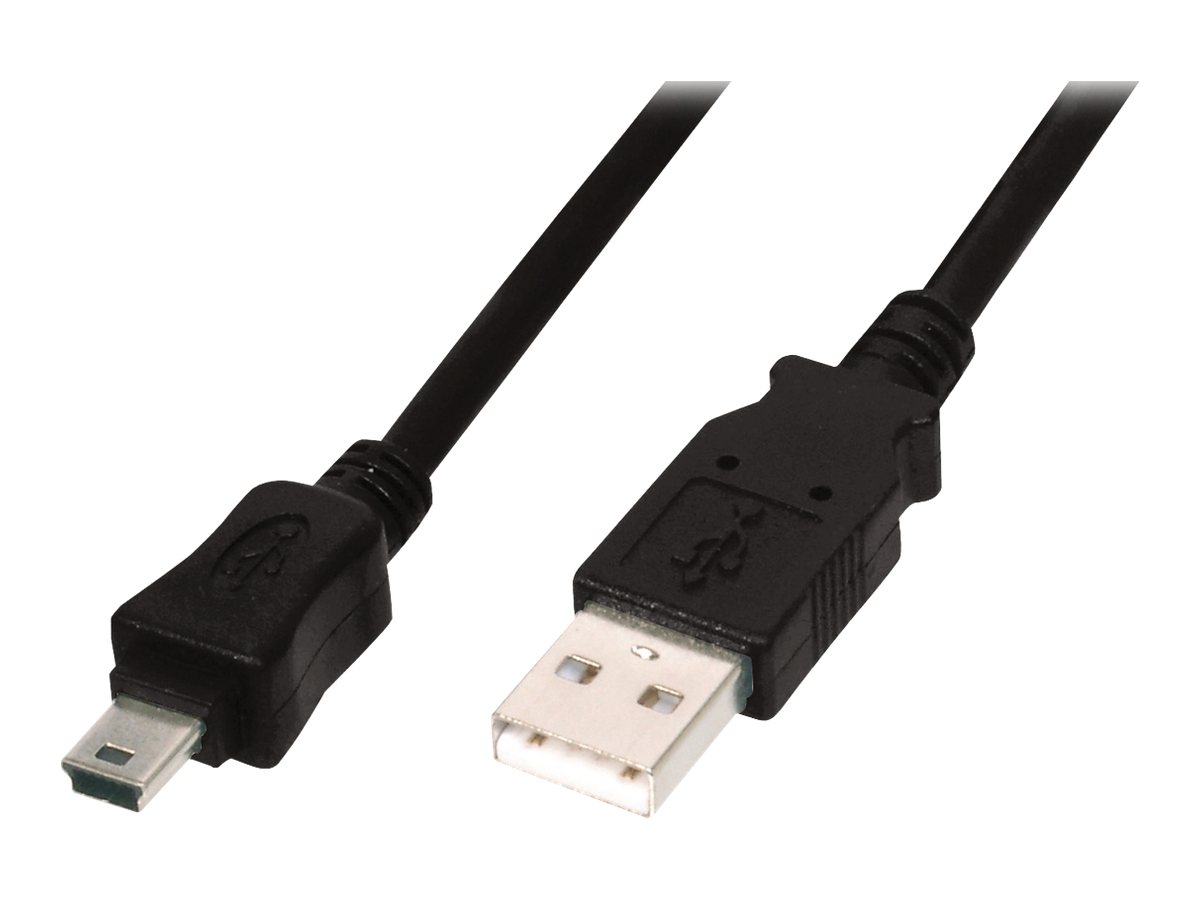 Digitus USB 2.0 Anschlusskabel - USB 2.0 - 3 m - geformt - Schwarz